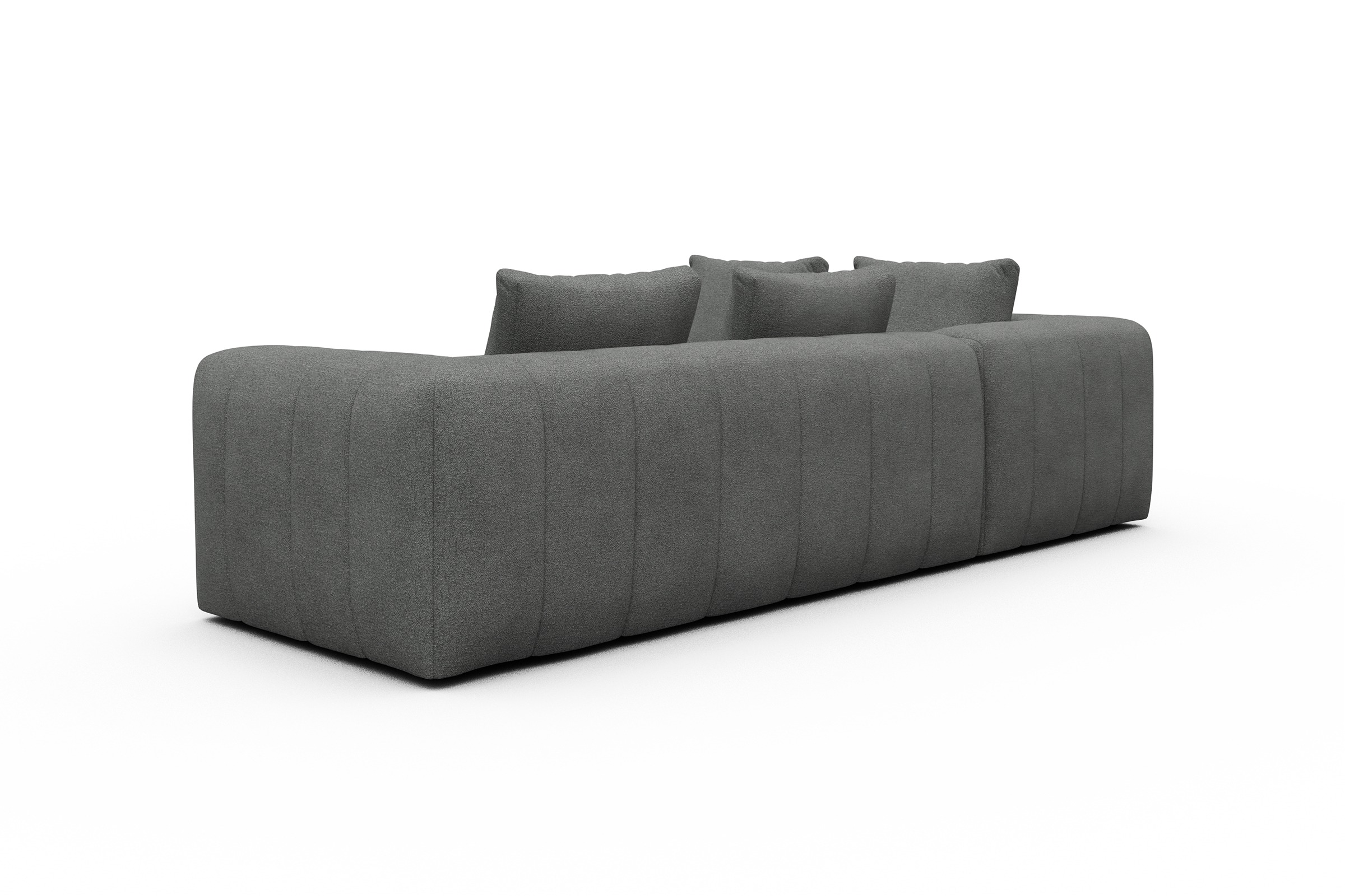 Ecksofa Hugo 2x 2,5-Sitzer Armlehne rechts Boucle-Ash-Grey