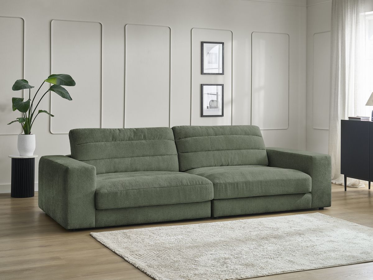 Bobochic Sierra Sofa 3-Sitzer Strukturstoff Dunkelgrün