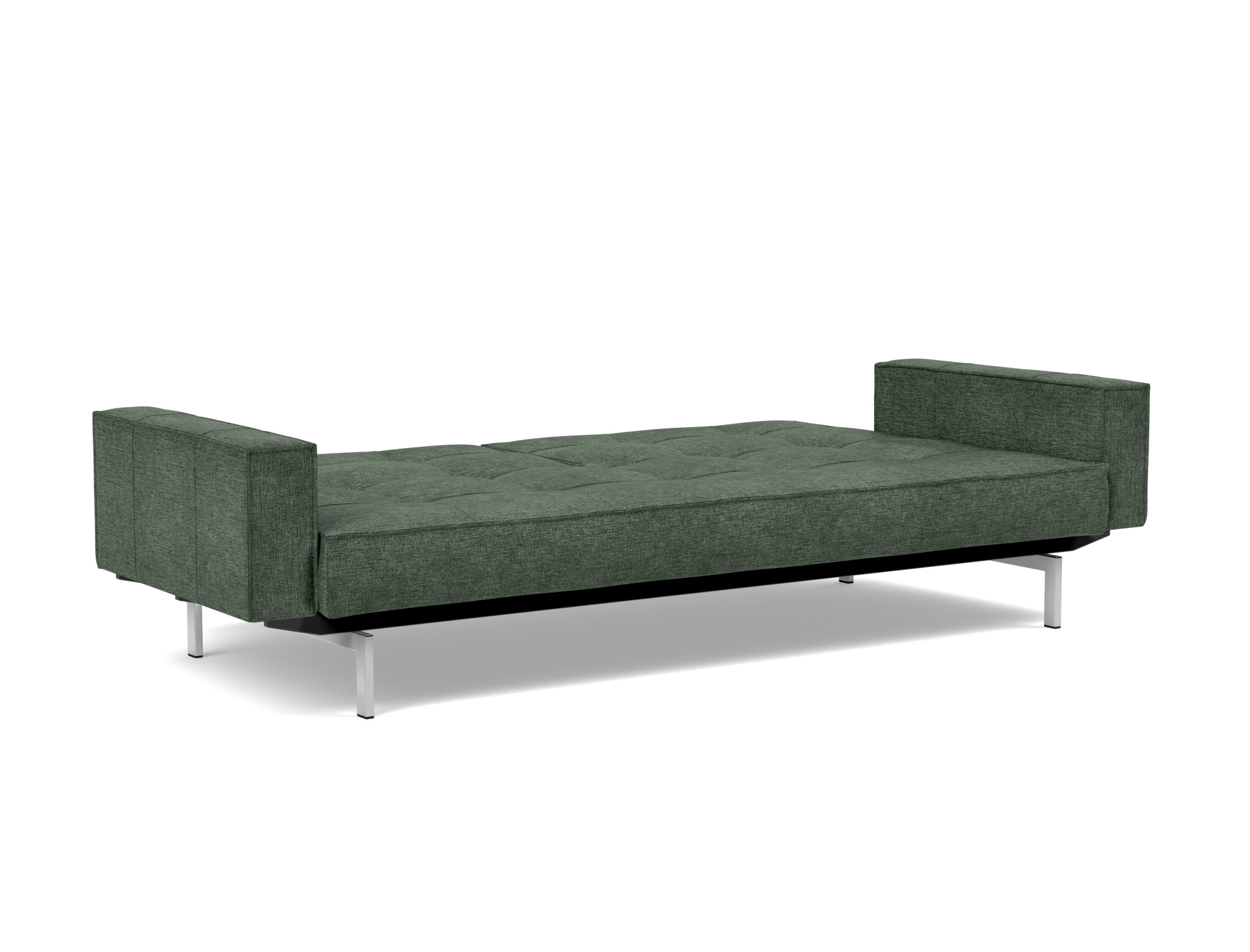 Schlafsofa Splitback mit Armlehnen Flachgewebe Avella 281-Pine-Green Beine Chrom