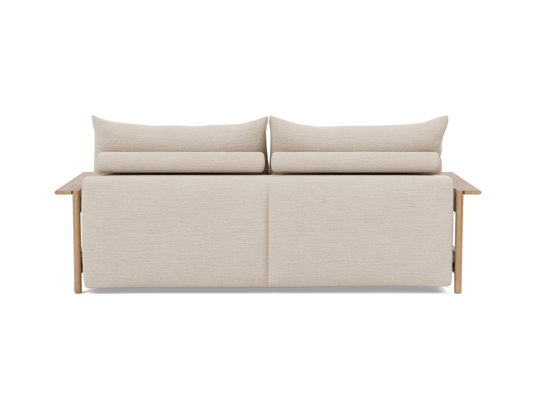 Schlafsofa Malloy Wood Webstoff Blida 612-Sand-Grey