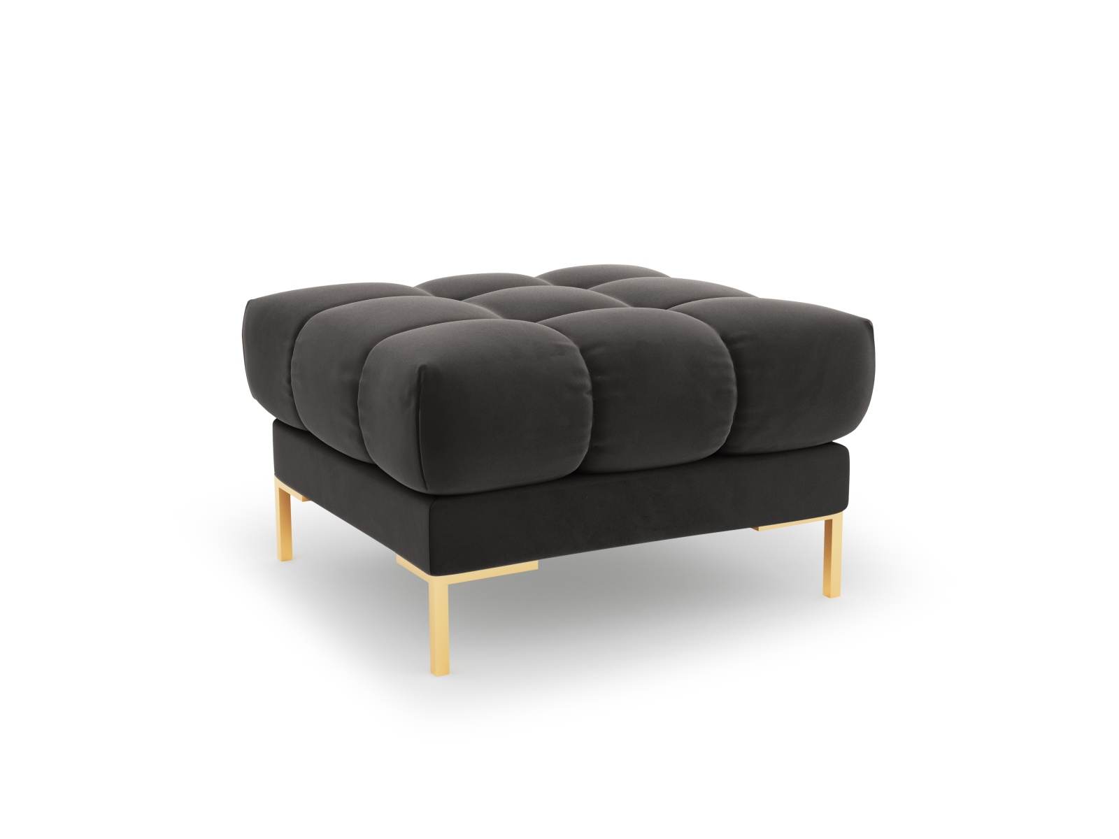 Cosmopolitan Design Pouf Bali Samt Bluvel Dunkelgrau Melange Beine Gold