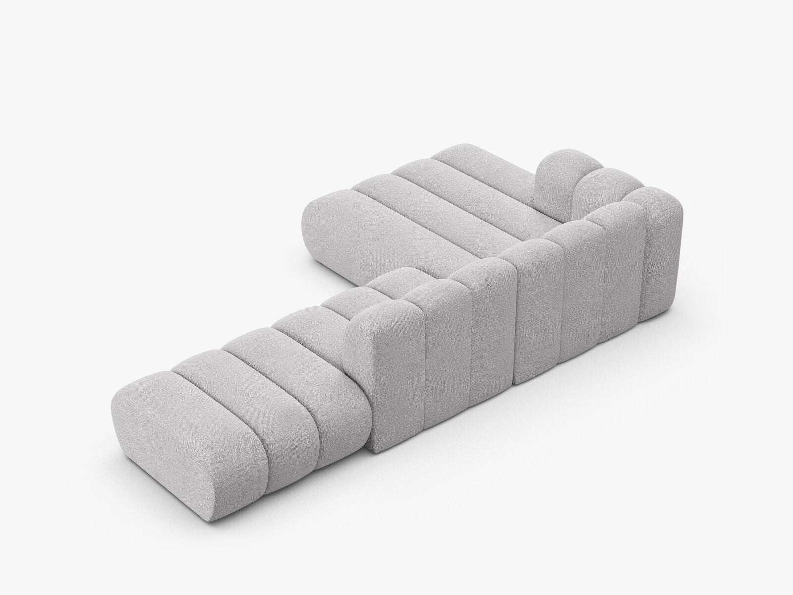Micadoni Modulares Ecksofa offen Lupine 5-Sitzer Links Boucle Baloo Hellgrau