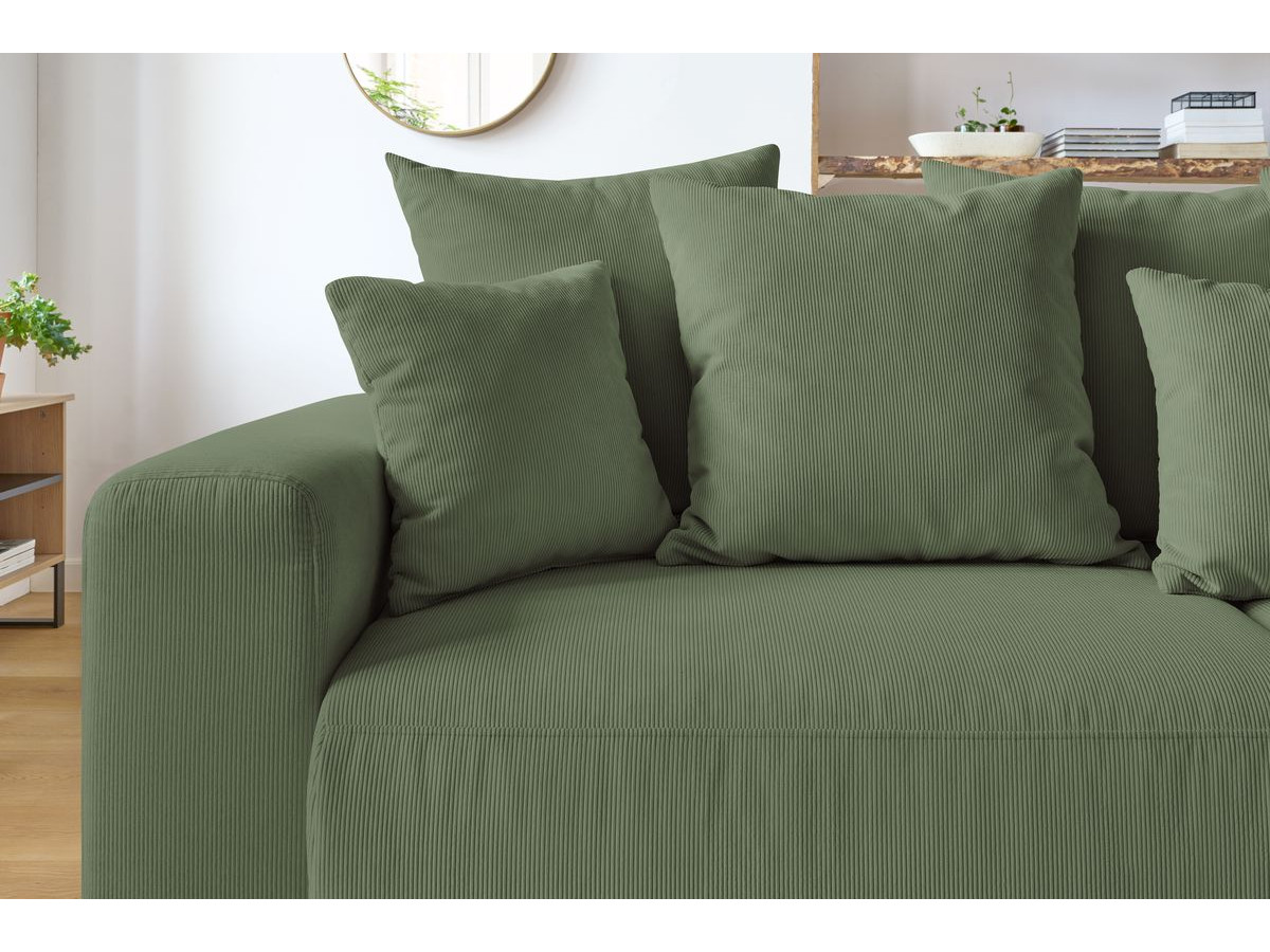 Bobochic Envy Schlafsofa 3-Sitzer mit Bettkasten und Pouf Cordsamt Grün