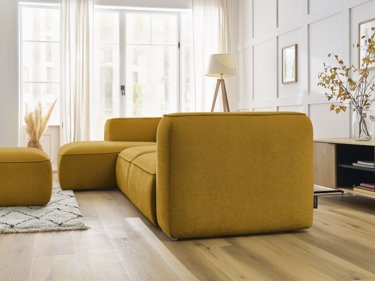 Bobochic Zephyr Ecksofa mit Pouf 349 × 165 cm Strukturstoff Gelb Ecke links