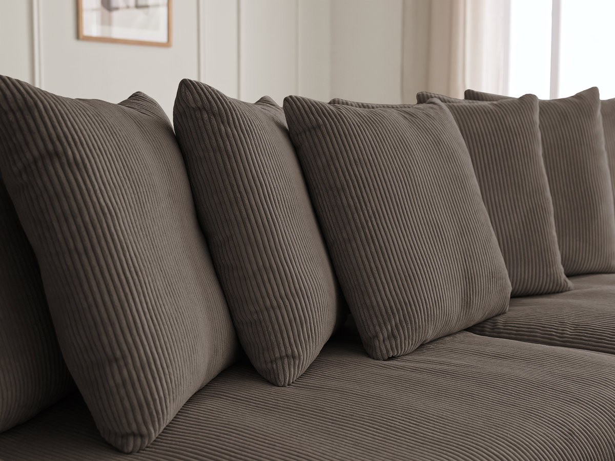 Bobochic Enore Ecksofa 330 × 157 cm Cordsamt Braun Ecke rechts