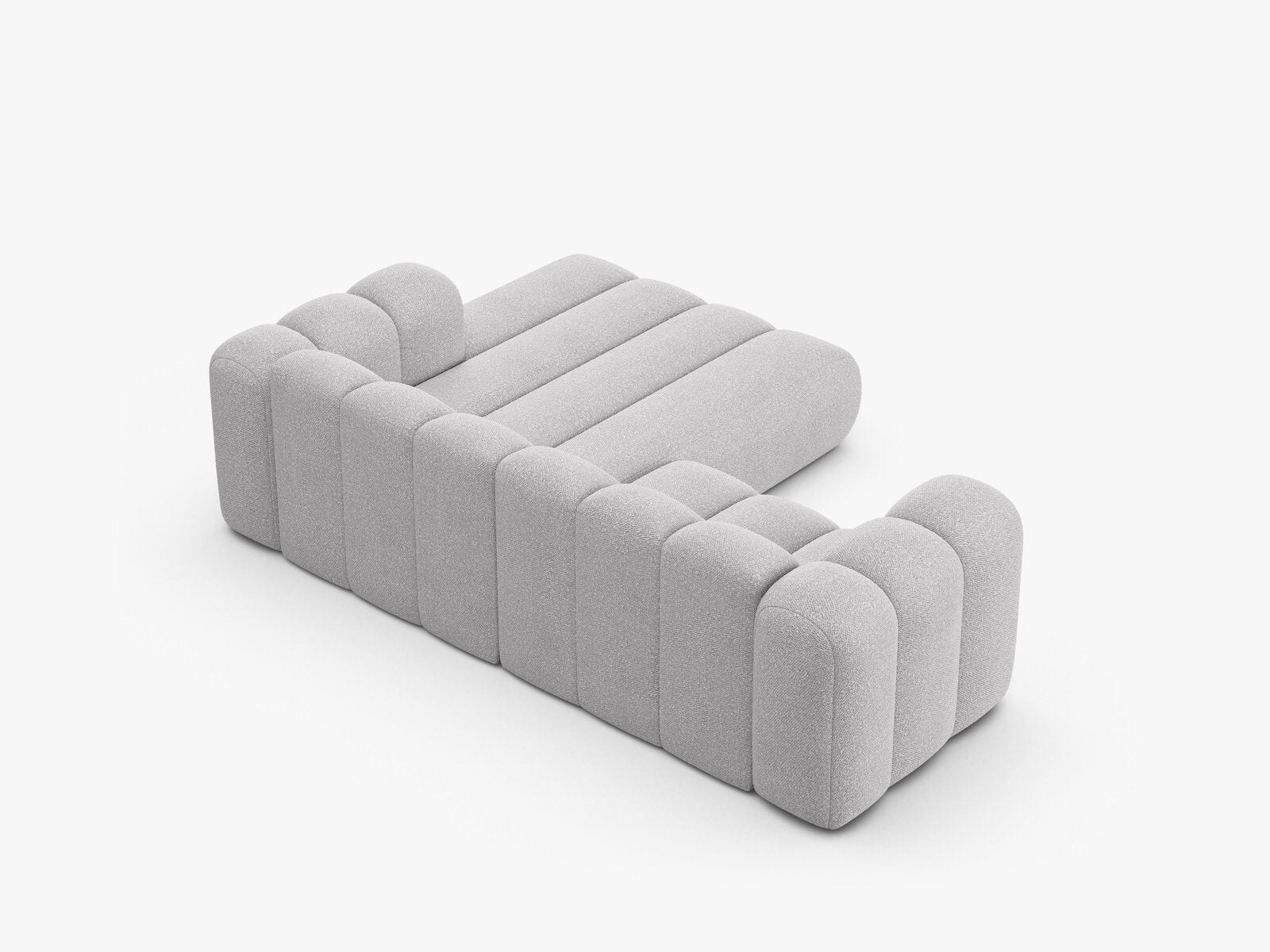 Micadoni Modulares Ecksofa Lupine 3-Sitzer Rechts Boucle Baloo Hellgrau