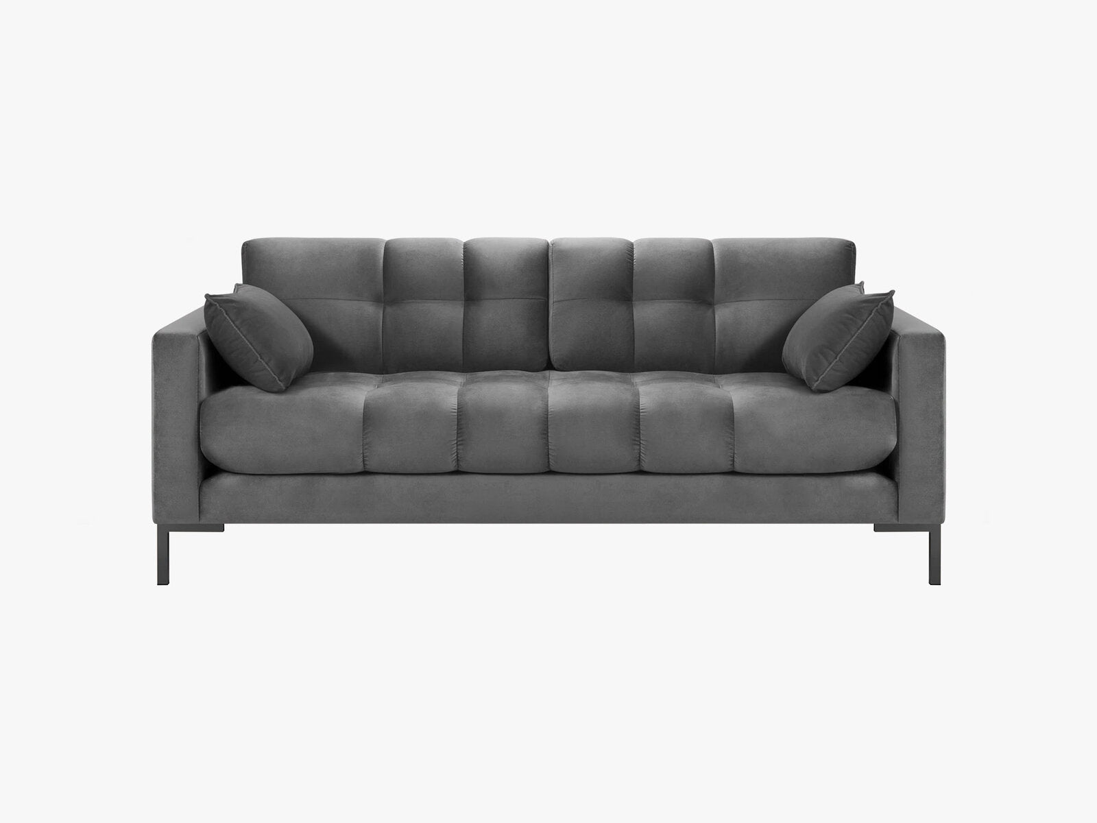Micadoni Sofa Mamaia 2-Sitzer Samt Bluvel Hellgrau schwarze Beine
