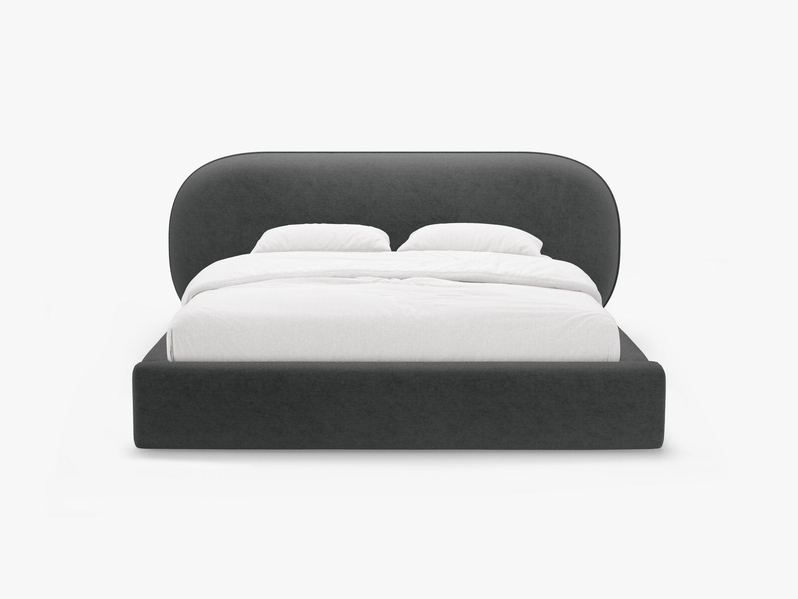 Micadoni Stauraumbett mit Kopfteil Ovalo Chenille Perfect Harmony Dunkelgrau 140x200