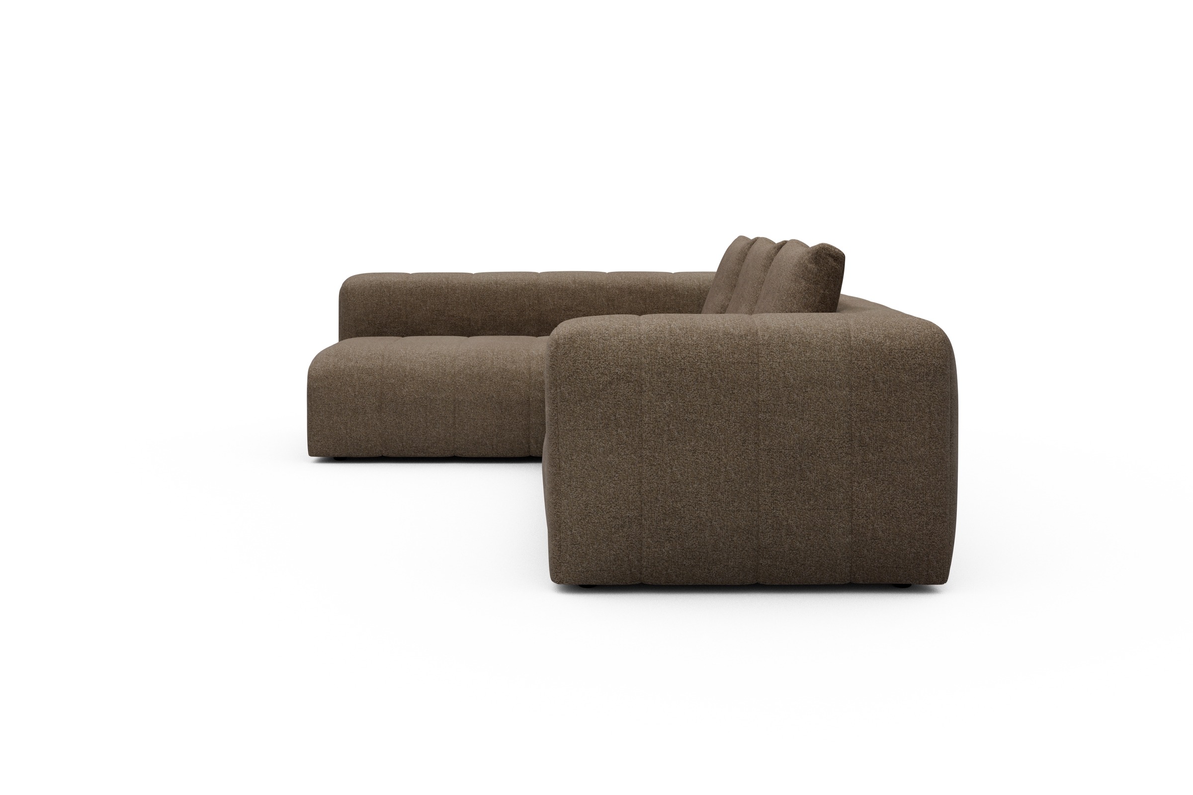 Ecksofa Hugo 2x 2,5-Sitzer Armlehne rechts Aivi-Khaki-Brown