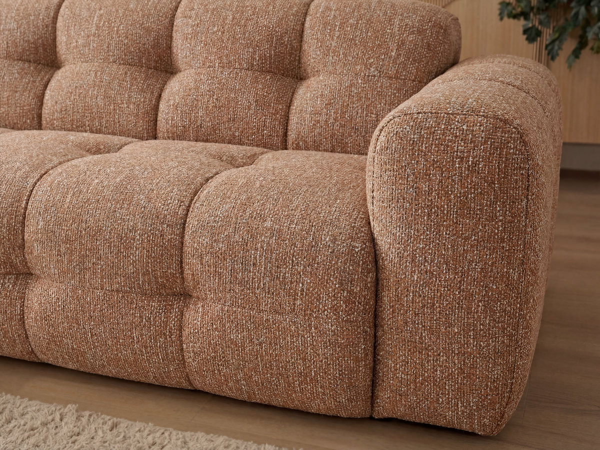 Bobochic Laura Sofa 3-Sitzer mit großem Pouf Melange-Stoff Orange