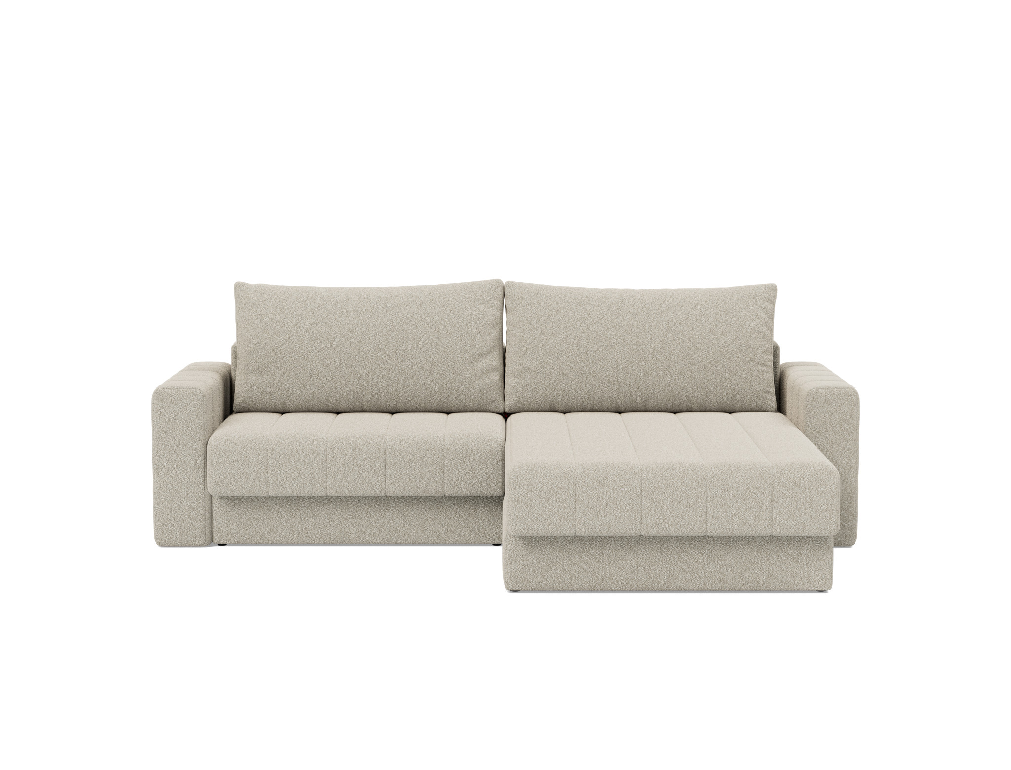 Schlafsofa Akello mit Chaiselongue und Armlehnen Boucle Skandi 539-Beige