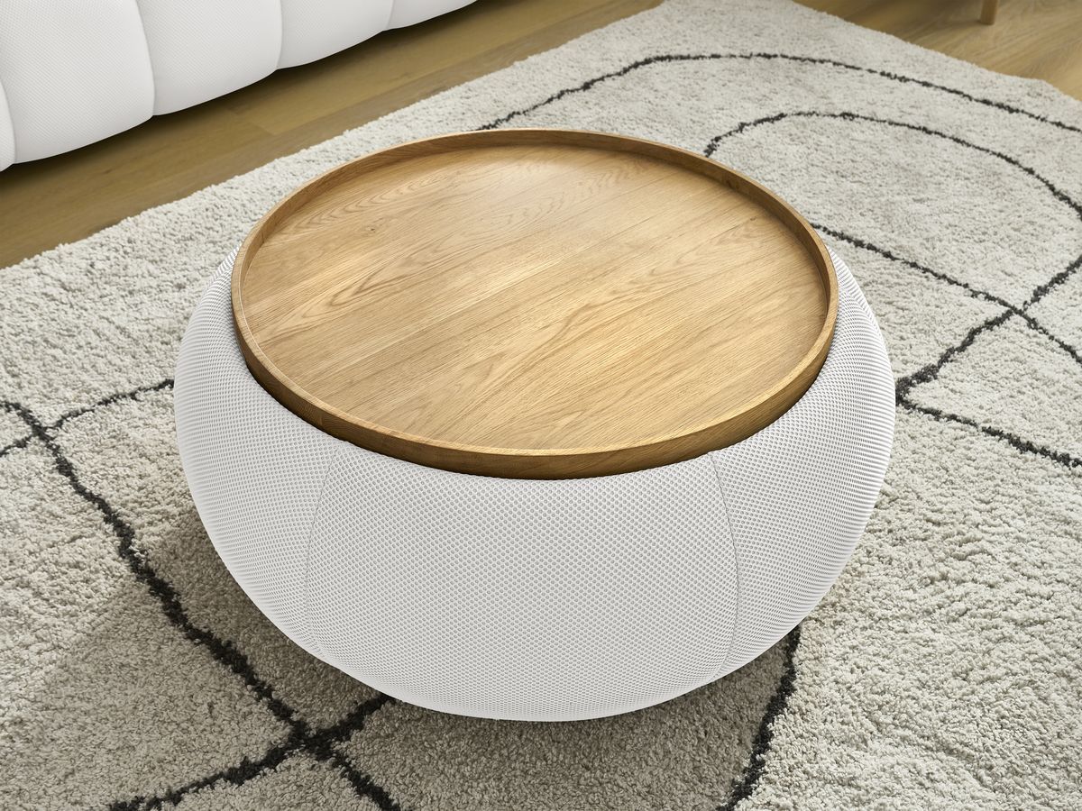 Bobochic Hayden Sofa 3-Sitzer mit Pouf 256 × 107 cm Mesh-Stoff Weiß