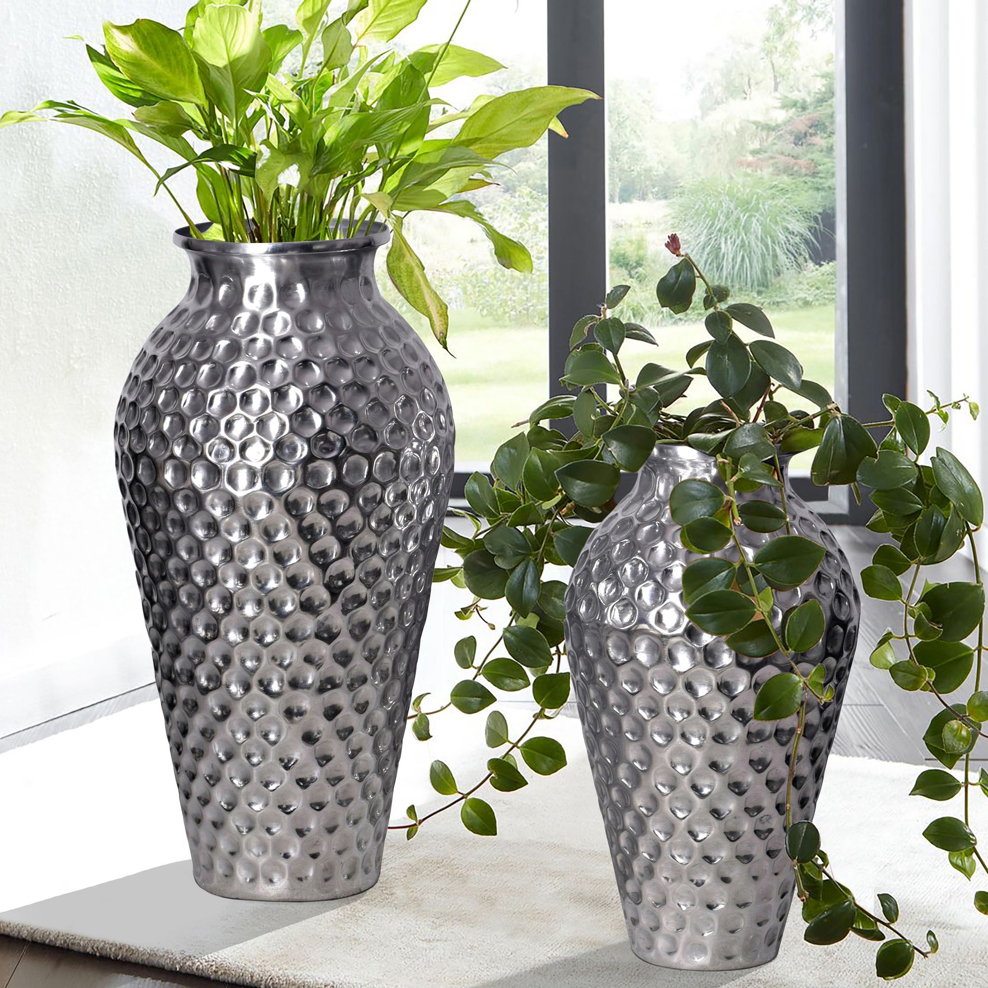 Tischvase Husavik Aluminium Silber Ø 26 cm