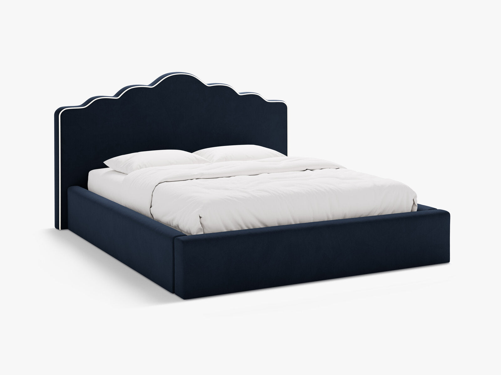 Micadoni Dream Samtbett mit Bettkasten und Kopfteil Samt Magic Velvet Elfenbein / Königsblau 160x200