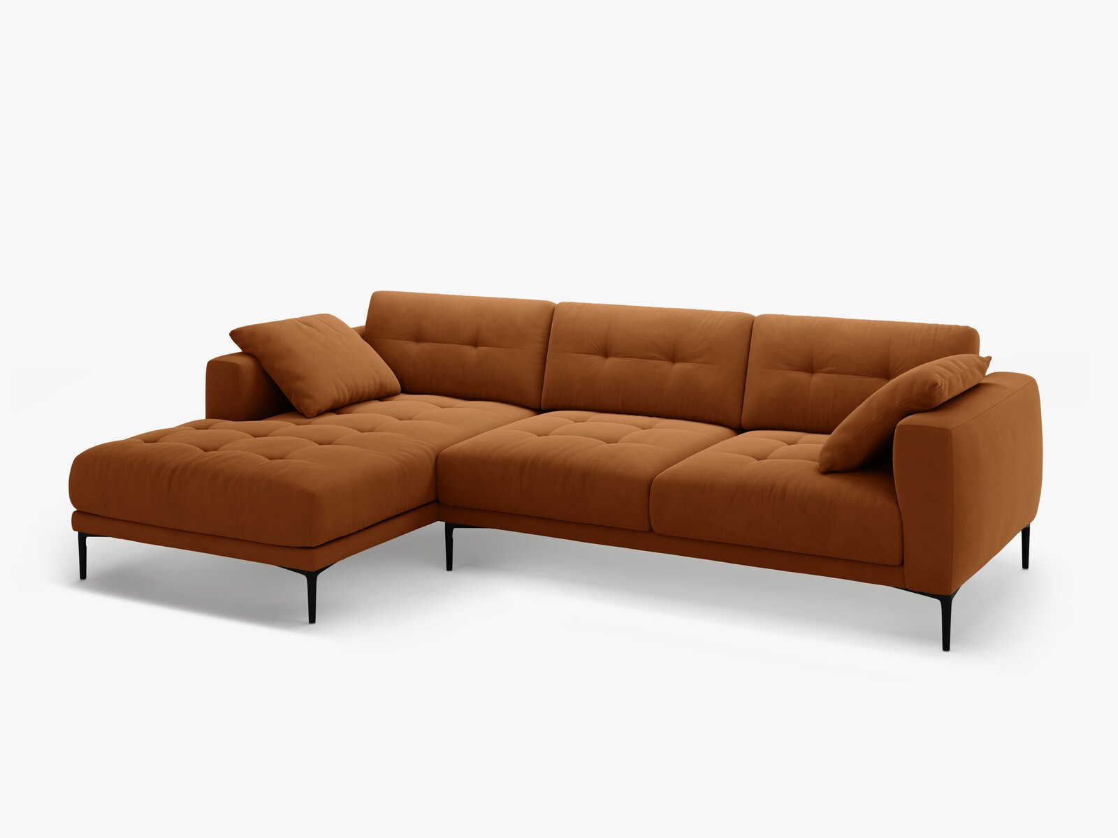Micadoni Ecksofa Bemy 3-Sitzer Links Samt Terrakotta