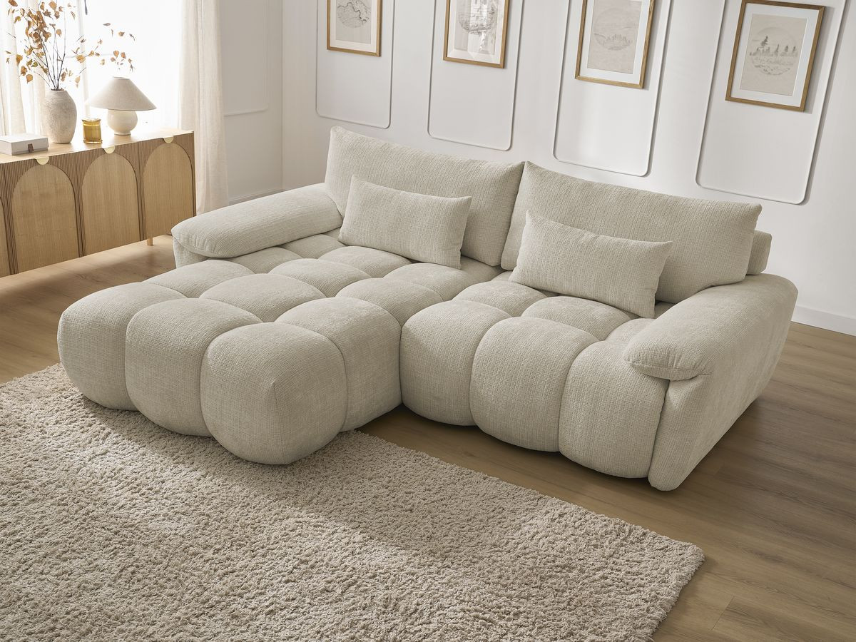 Bobochic Ivane Ecksofa Strukturstoff Beige Ecke links