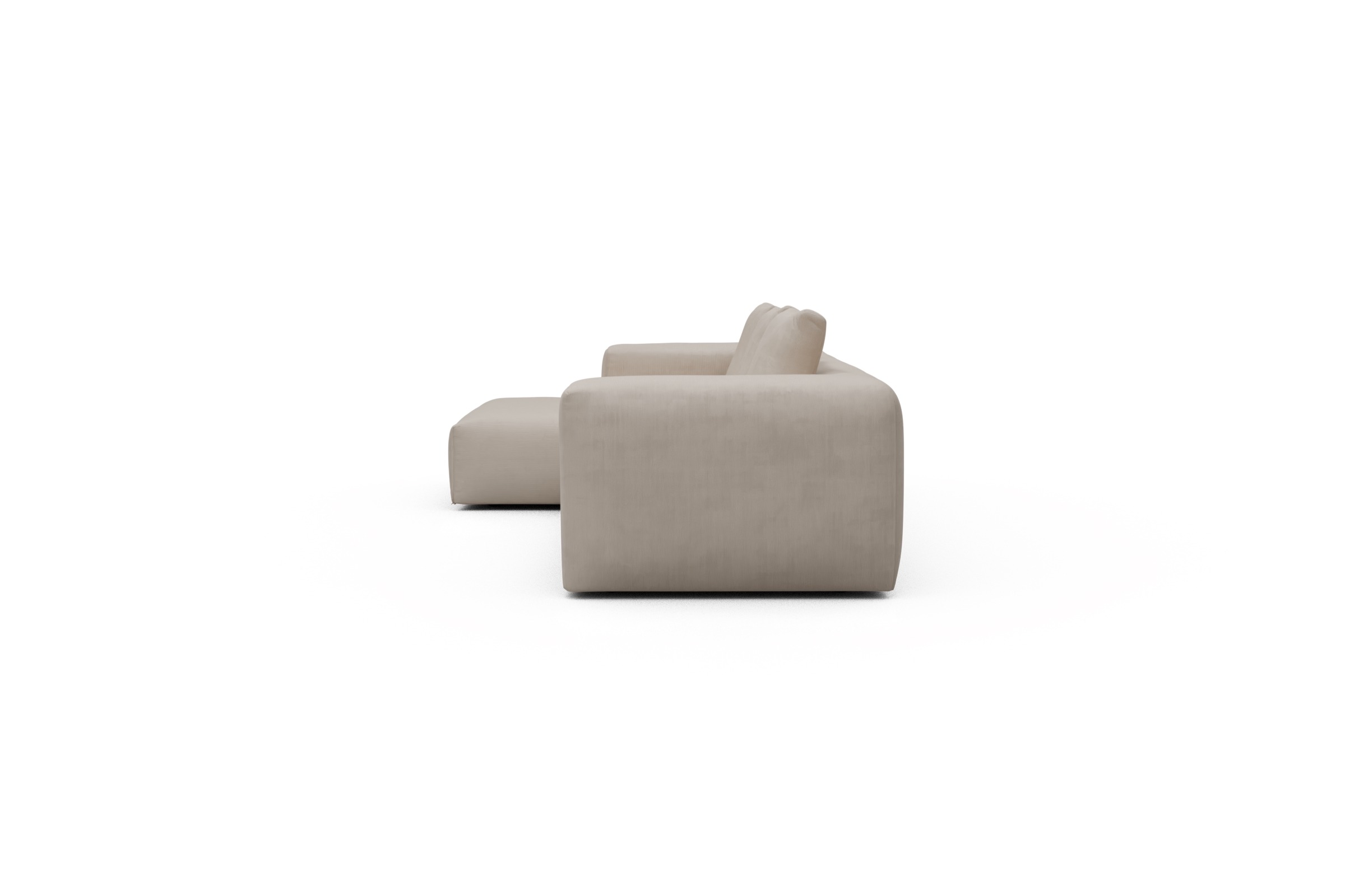 Ecksofa Fred Chaiselongue links mit 2,5-Sitzer Cordufine-Off-White