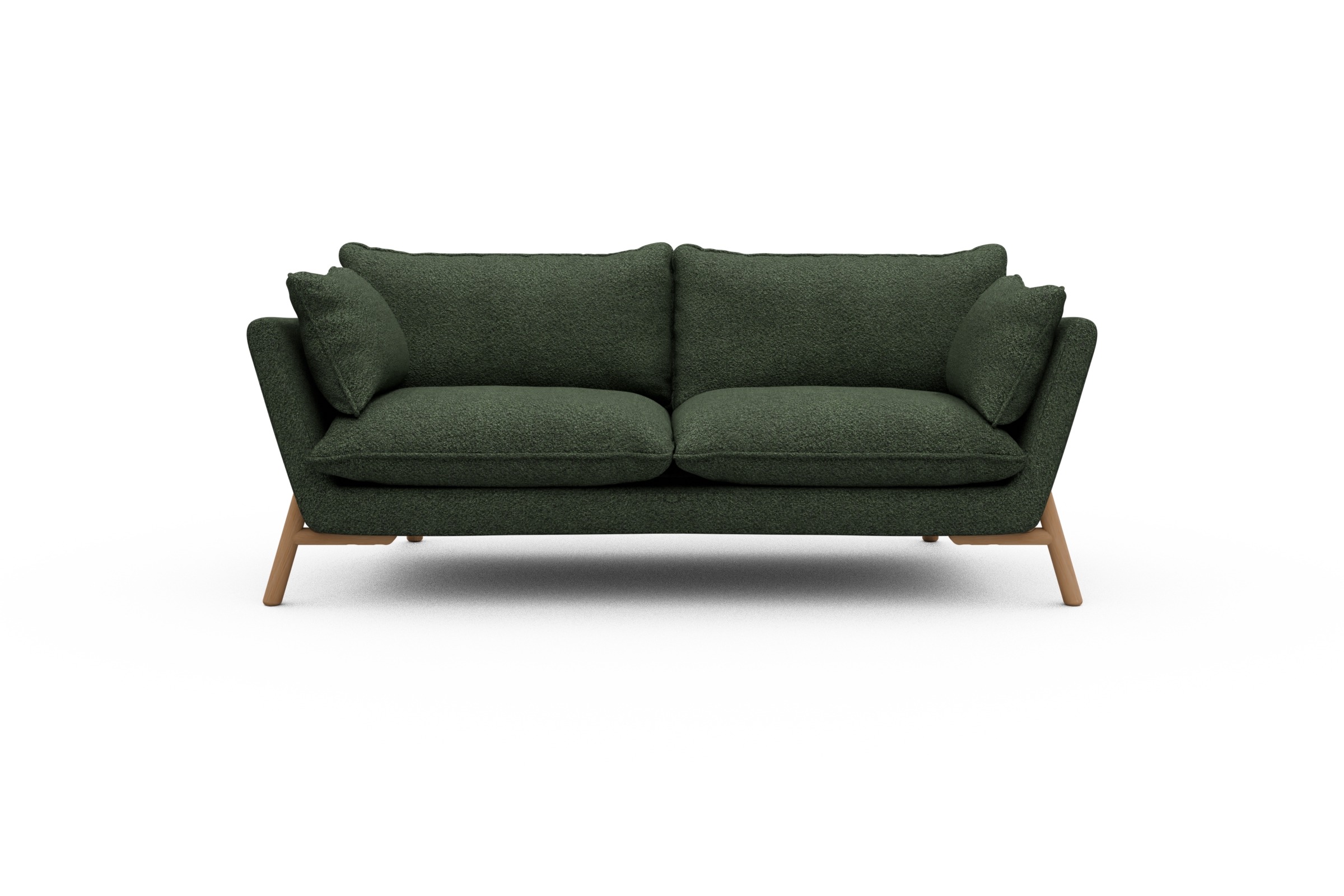 Skandi Home Sofa Emil PREMIUM 2-Sitzer Beinfarbe Eiche Natur Vanora-Deep-Green moebelfaktor