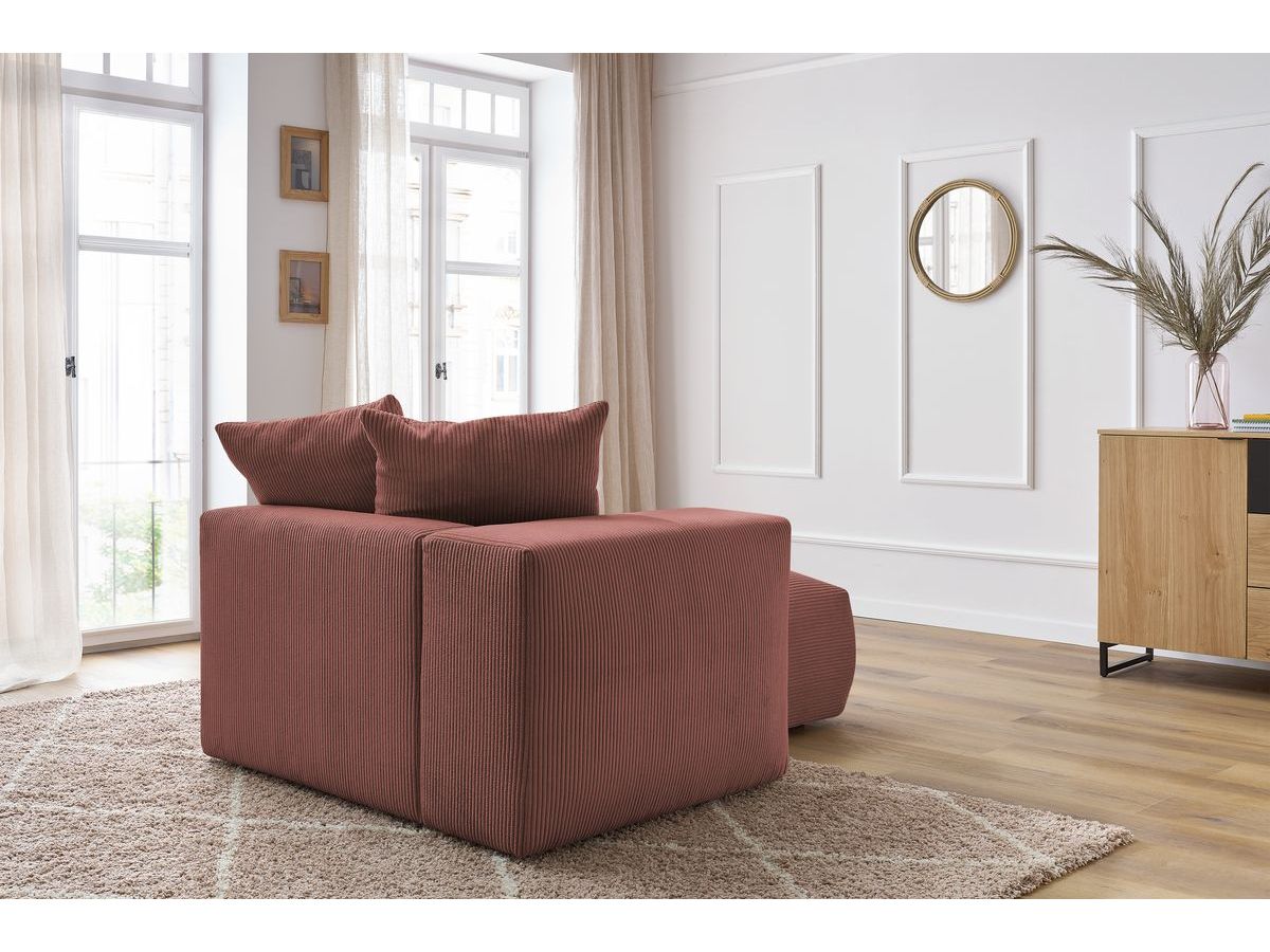 Bobochic Voltaire Méridienne-Modul Cordsamt Rosa Ecke links