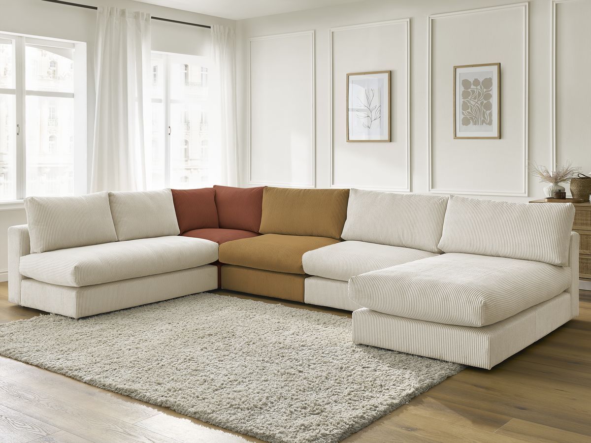 Bobochic Paris Ecksofa Cordsamt Mehrfarbig