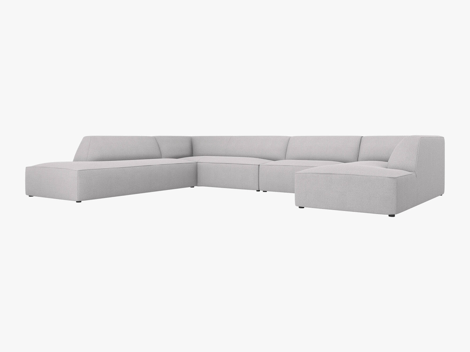 Micadoni Panorama-Ecksofa Ruby 7-Sitzer Links Strukturierter Stoff Ottawa Hellgrau