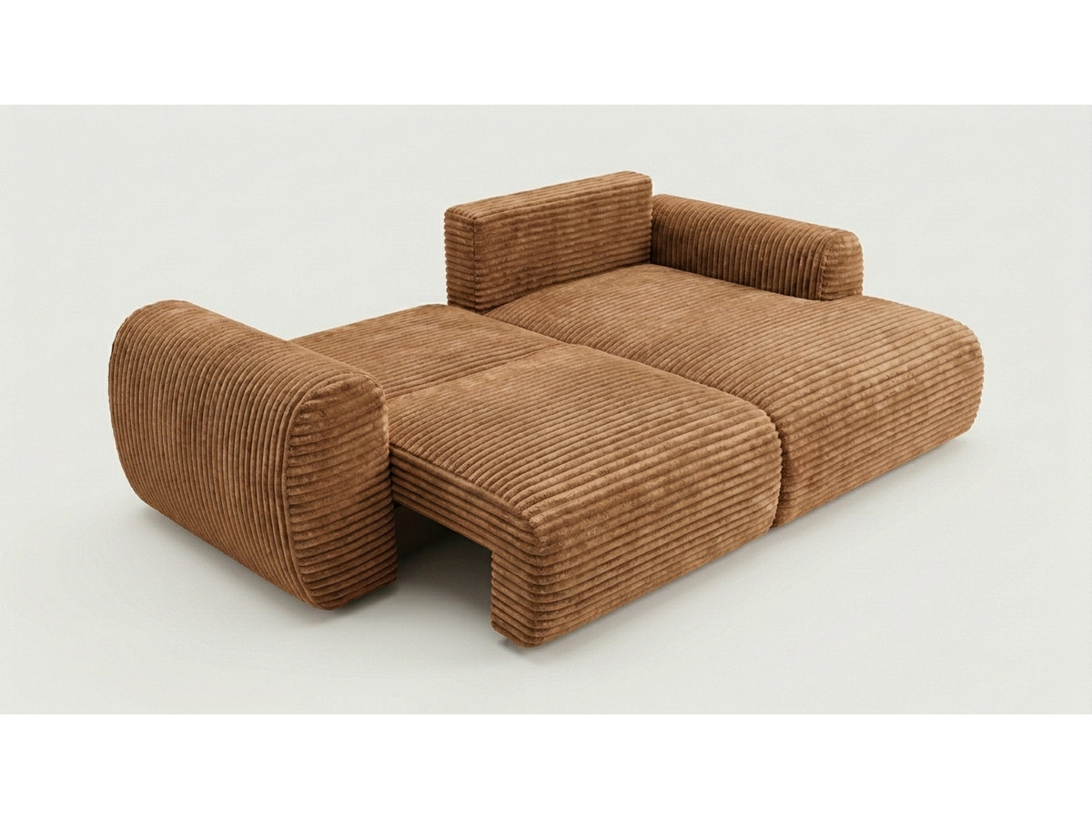 Bobochic Lucien Ecksofa mit Schlaffunktion und Bettkasten Breitcord weich Gelb Ecke rechts
