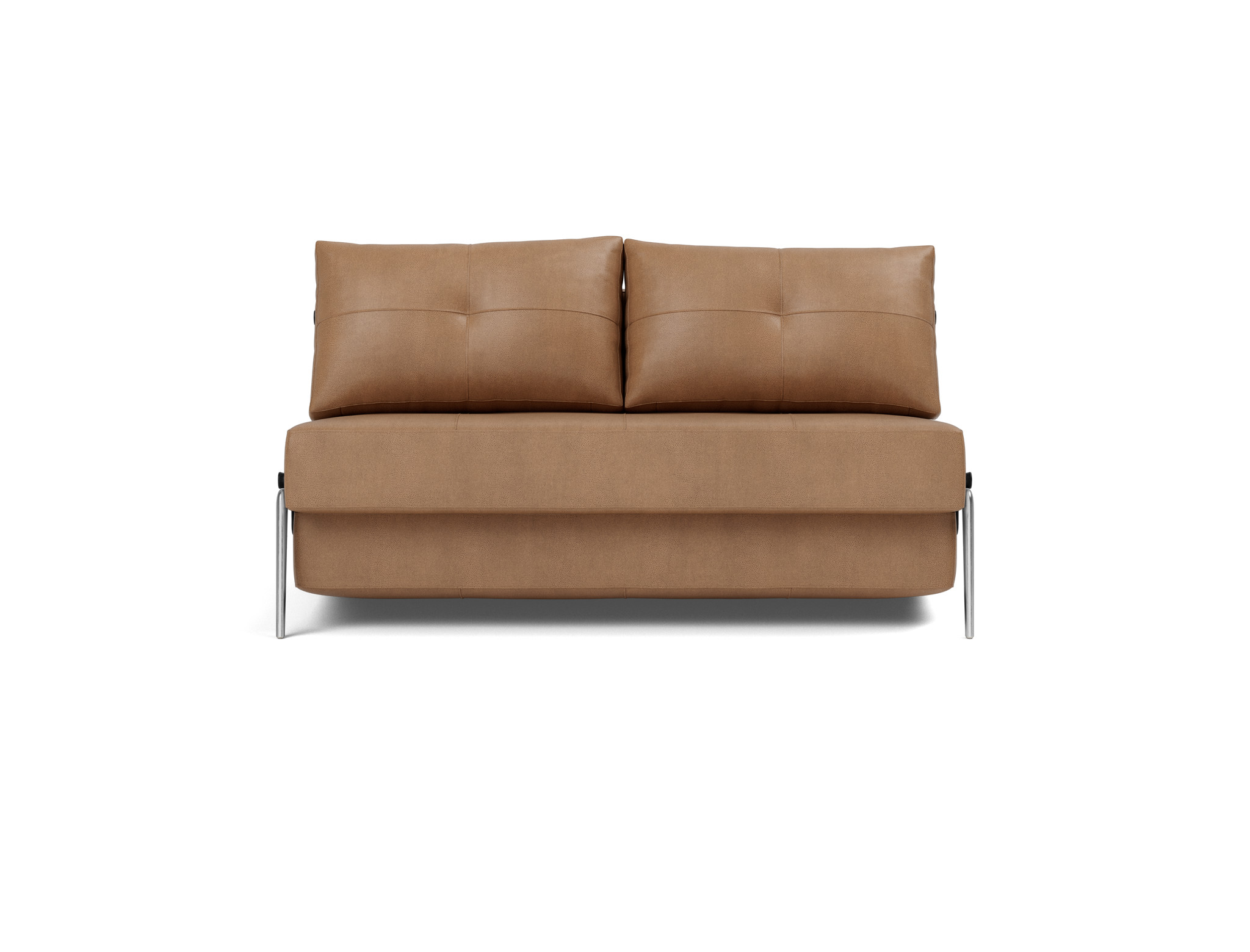 Schlafsofa Cubed 140 Lederoptik Faunal 551-Brown Beine Aluminium