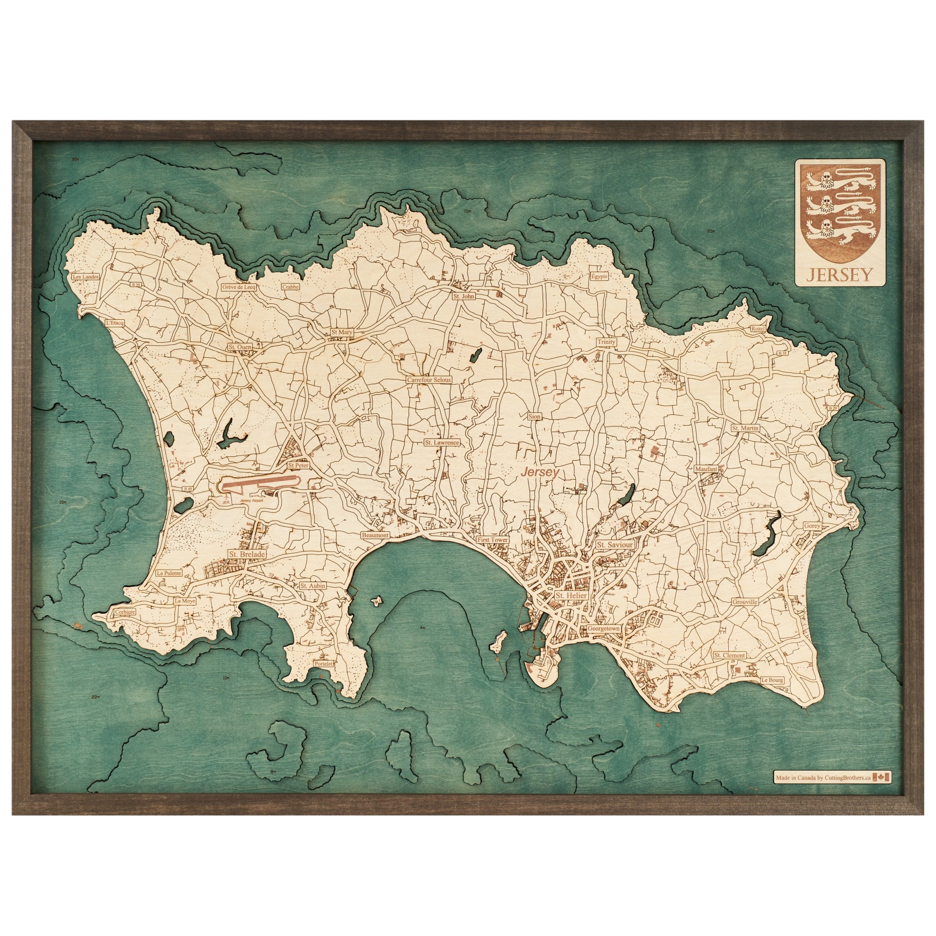 Cutting Brothers 3D Holz-Wandkarte Jersey 81 x 61 moebelfaktor