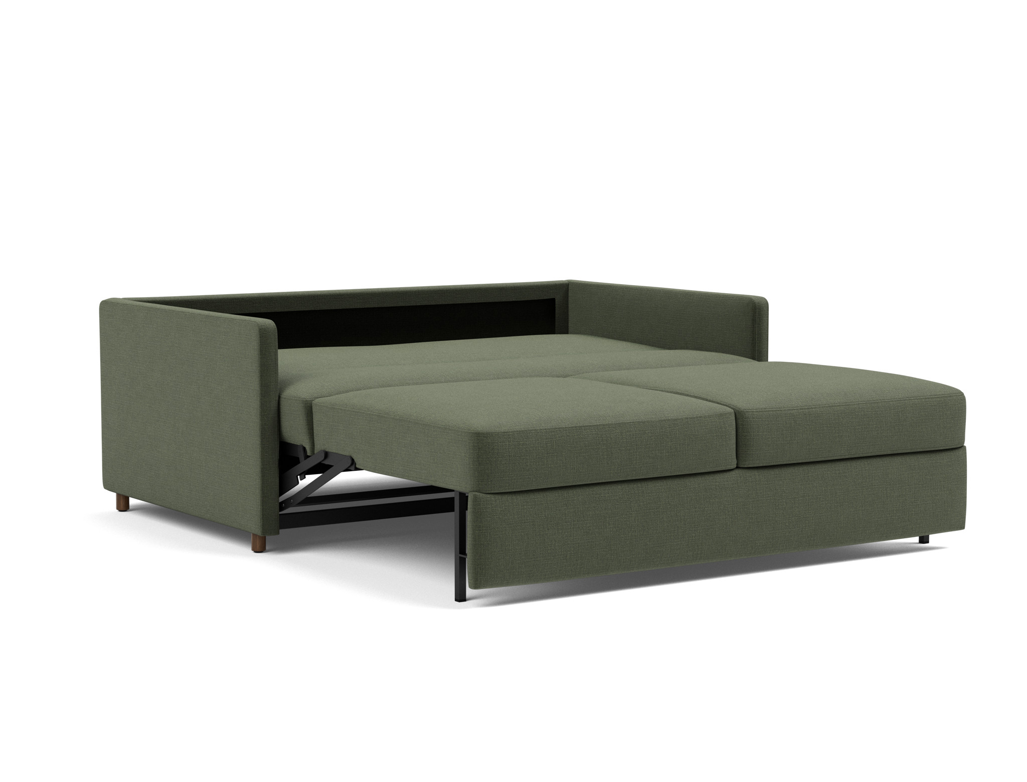 Schlafsofa Neah mit Slim-Armlehnen 160 Chenille Esina 413-Olive-Green