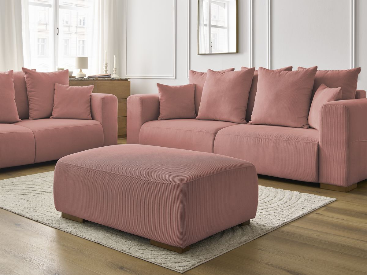 Bobochic Sidonie Sofa 6-Sitzer mit Pouf Cordsamt Rosa