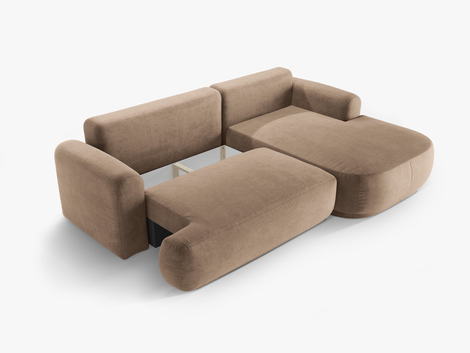 Micadoni Ella Ecksofa 5-Sitzer mit Schlaffunktion Rechts Samt Vogue Dunkelbeige