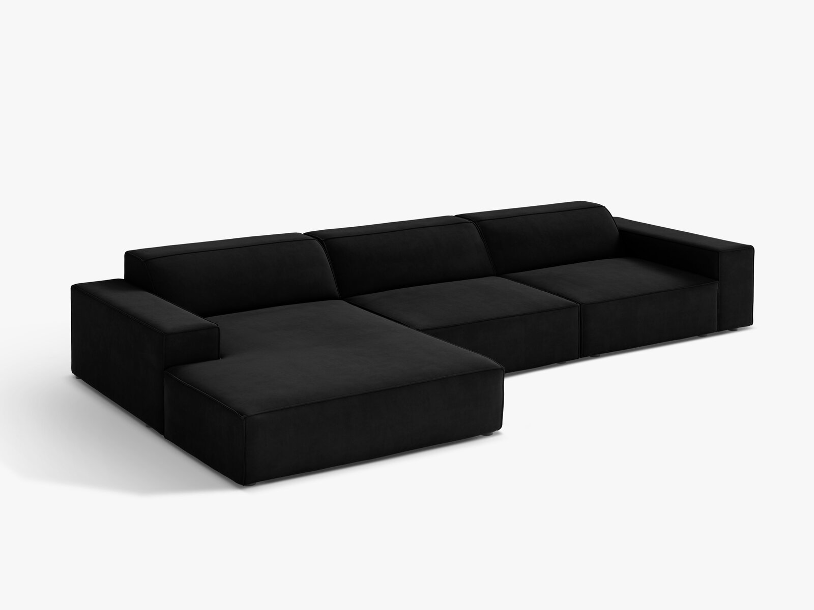 Micadoni Ecksofa Jodie 4-Sitzer Links Samt Bluvel Schwarz