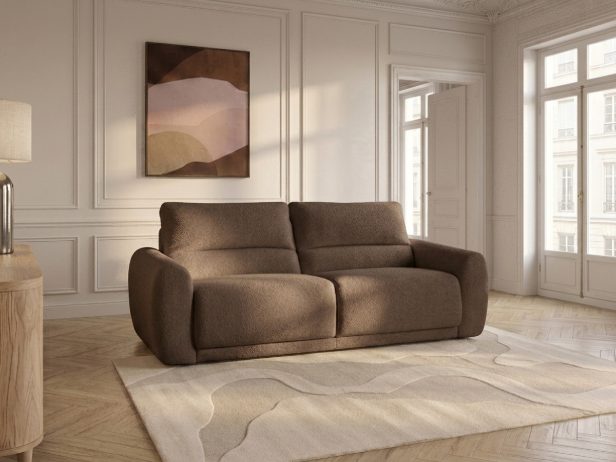 Bobochic Minorque Schlafsofa 2,5-Sitzer Chenille Braun, Liegefläche 160 × 200 cm