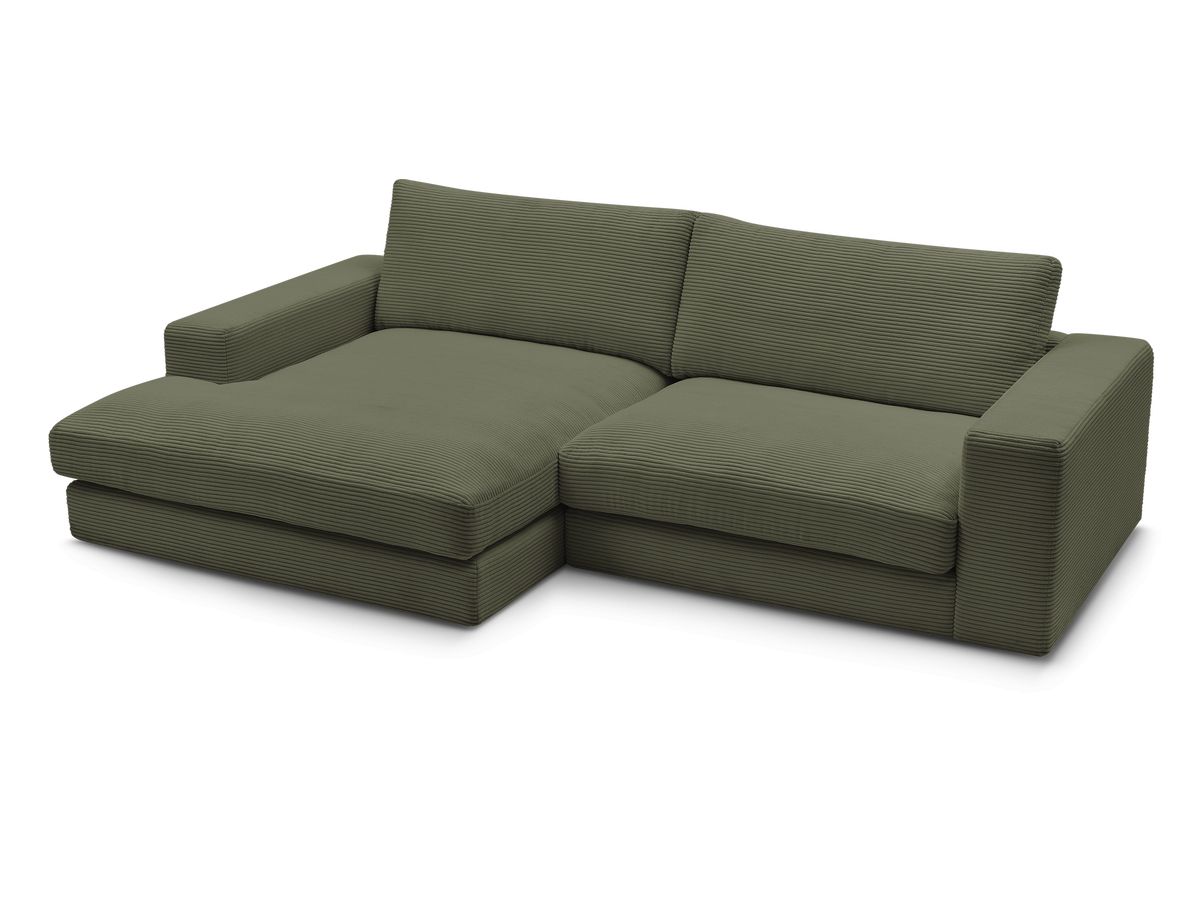 Bobochic Leonard Ecksofa 234 × 159 cm Cordsamt Hellgrün Ecke links