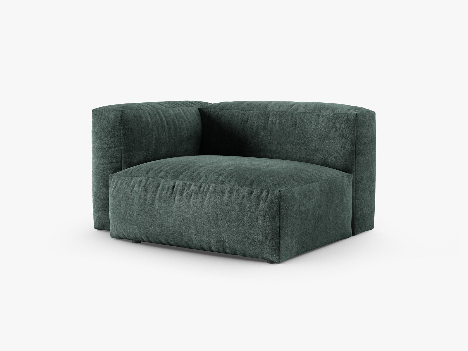 Micadoni Eckmodul mit Armlehne Martina 1-Sitzer 90cm Sitztiefe Links Samt Vogue Petrol