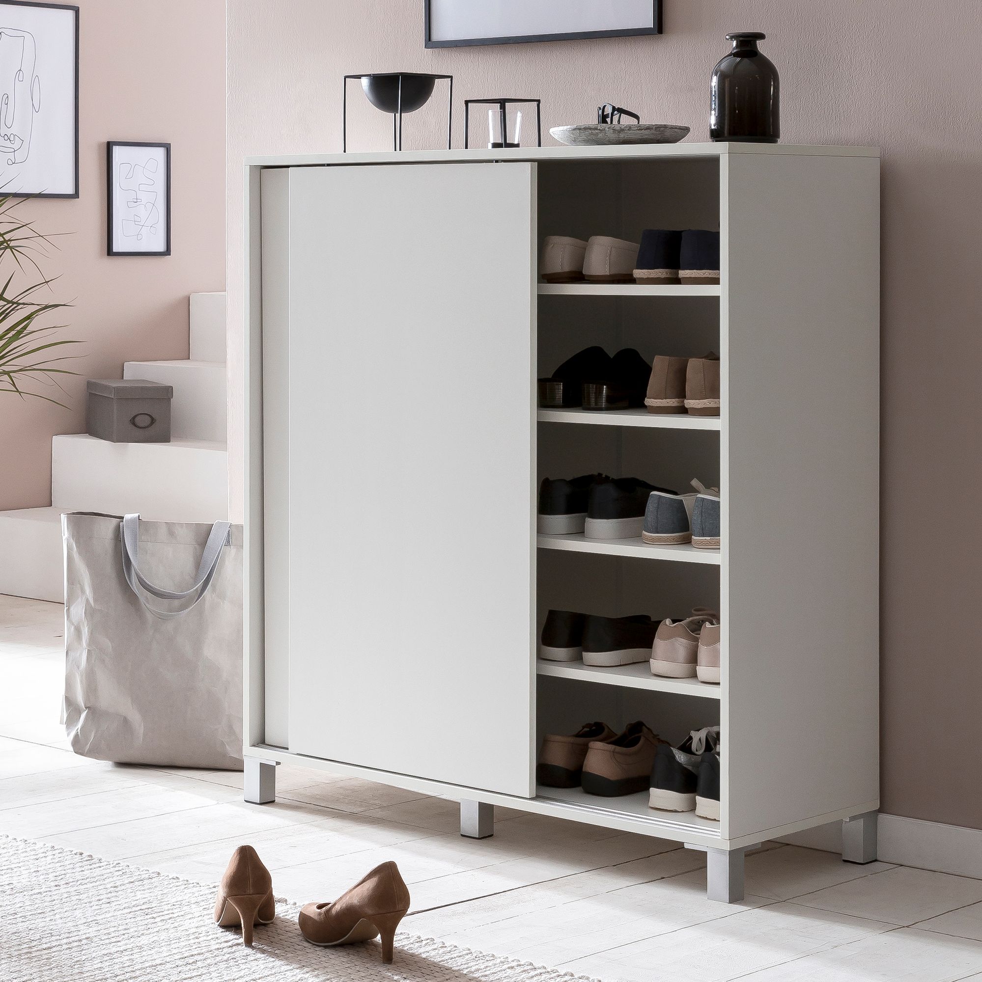 Schuhschrank Finstad Weiß 100 × 37,5 × 108 cm