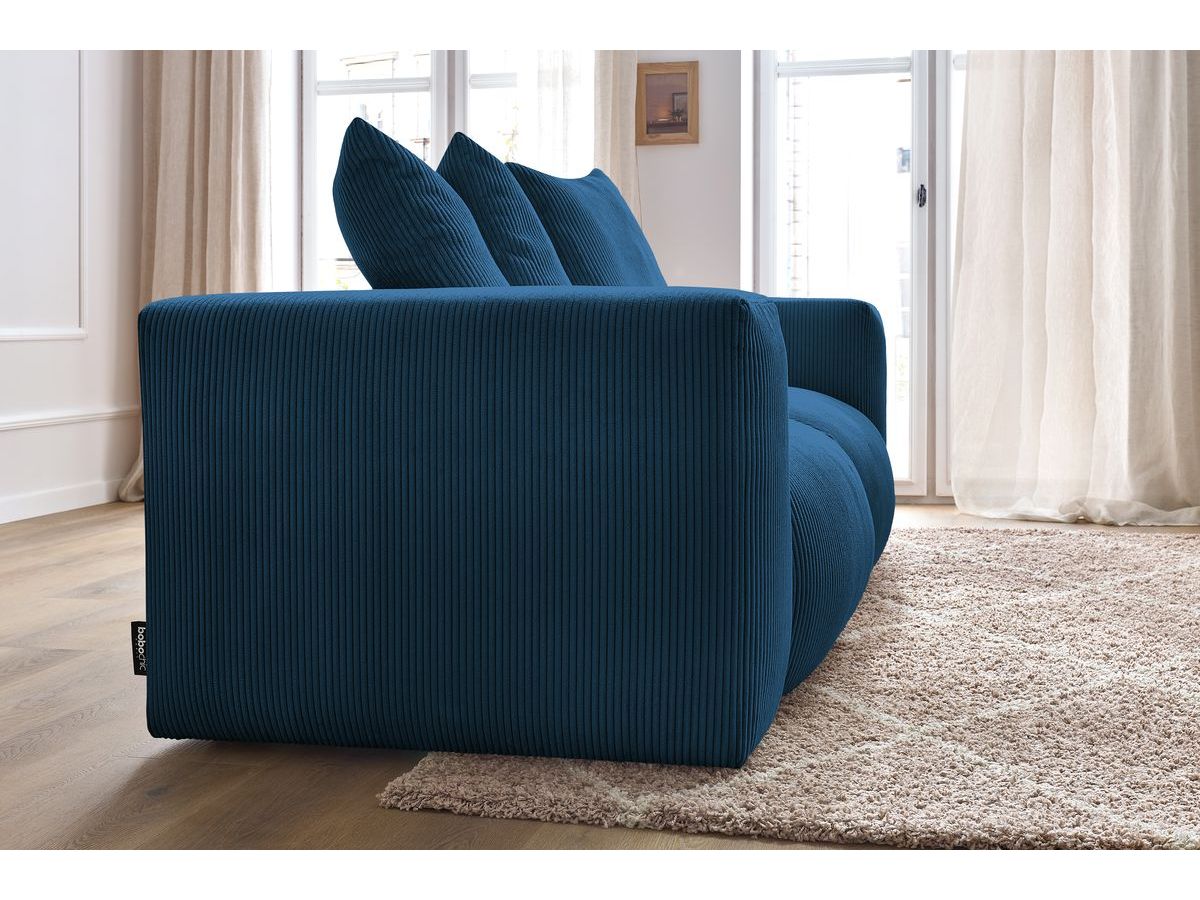 Bobochic Voltaire Sofa 3-Sitzer 248 × 100 cm Cordsamt Dunkelblau