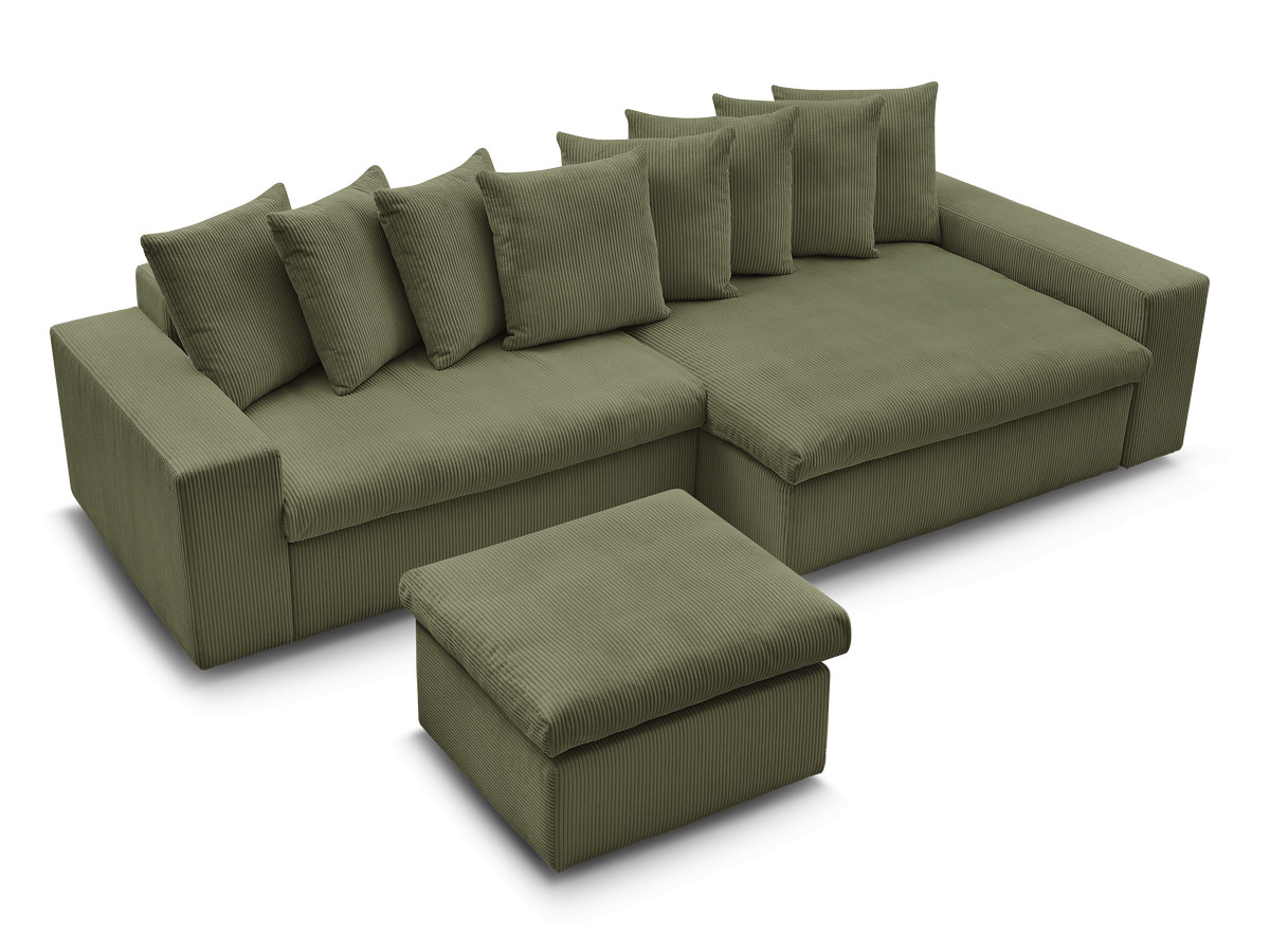 Bobochic Enore Ecksofa mit Pouf Cordsamt Hellgrün Ecke rechts