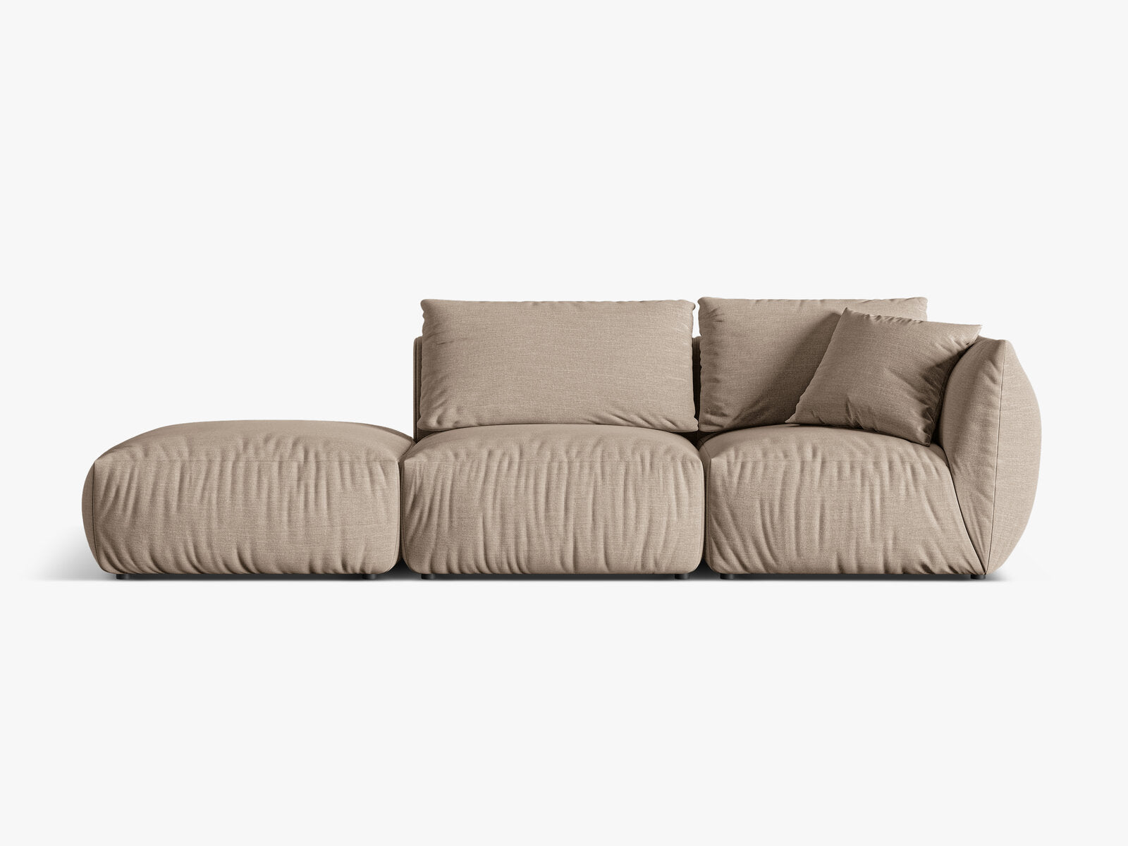 Micadoni Modulares Sofa Chris 3-Sitzer Links Strukturierter Stoff Sand