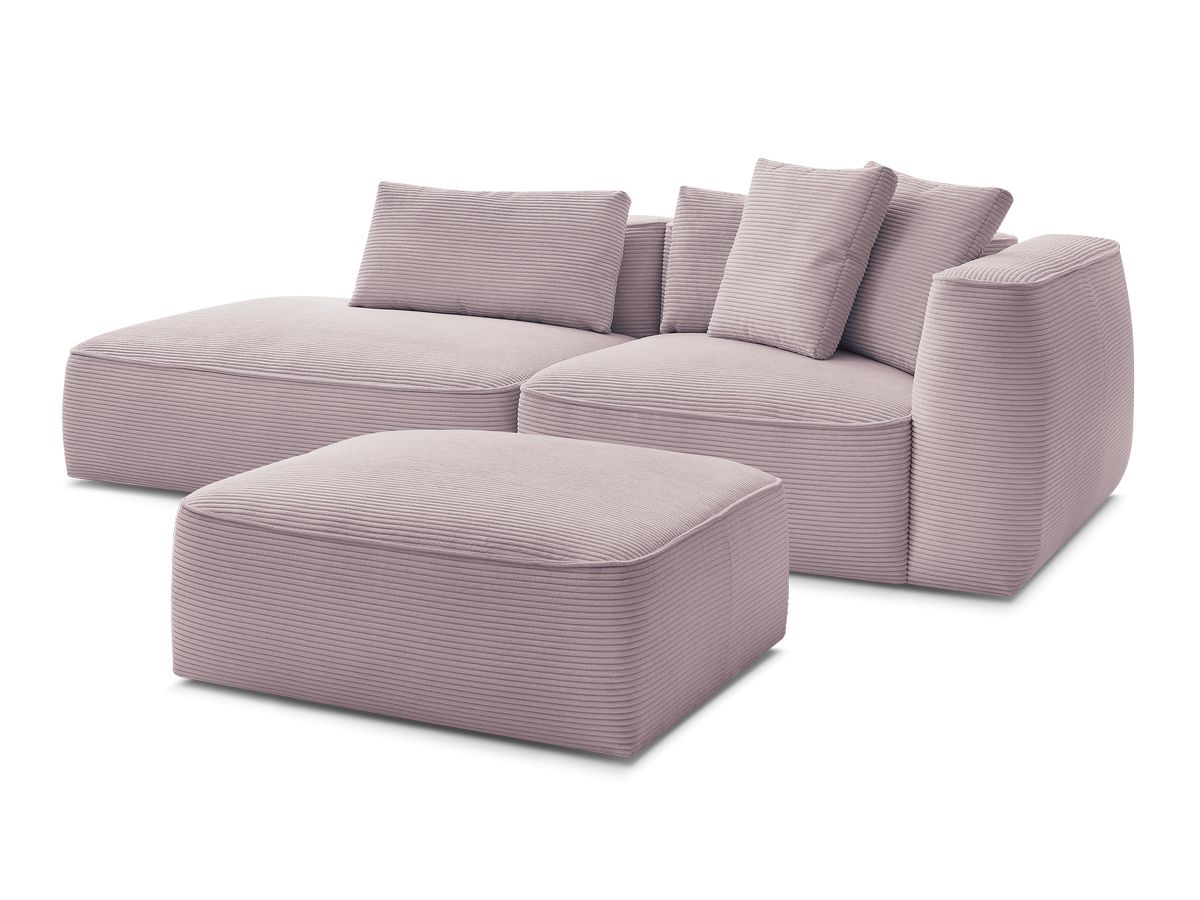 Bobochic Leopold Sofa 4-Sitzer mit Pouf Cordsamt Violett Armlehne rechts