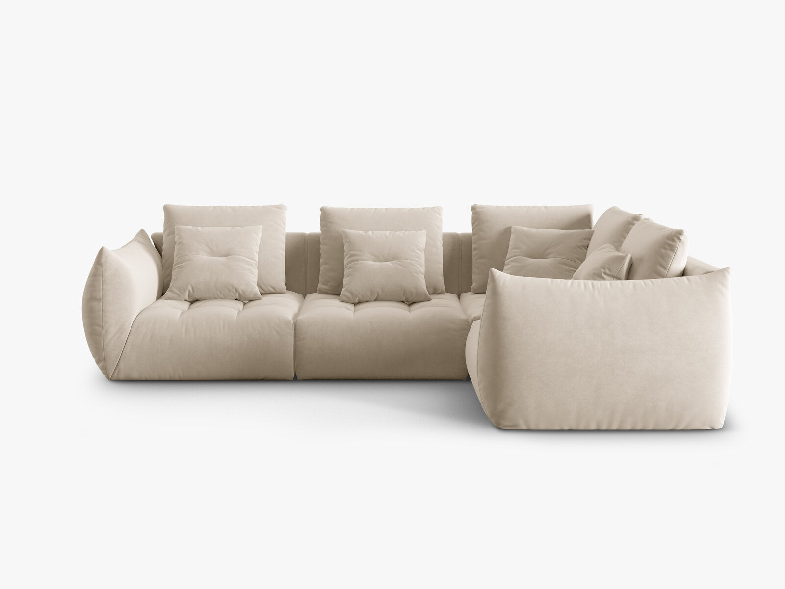 Micadoni Ecksofa Bloom 4-Sitzer Rechts Samt Ecru