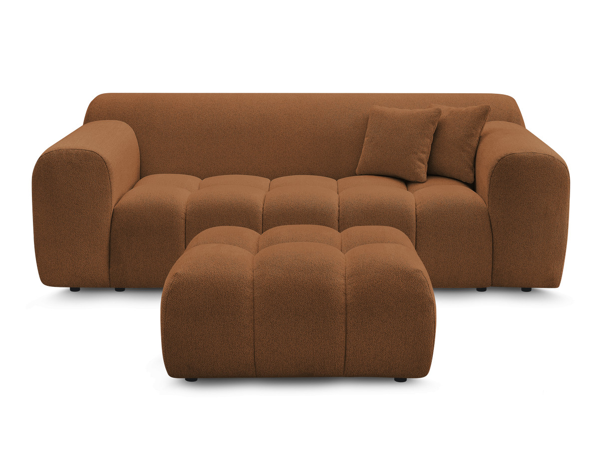 Bobochic Melisse Sofa 2-Sitzer mit Pouf Melange-Stoff Orange