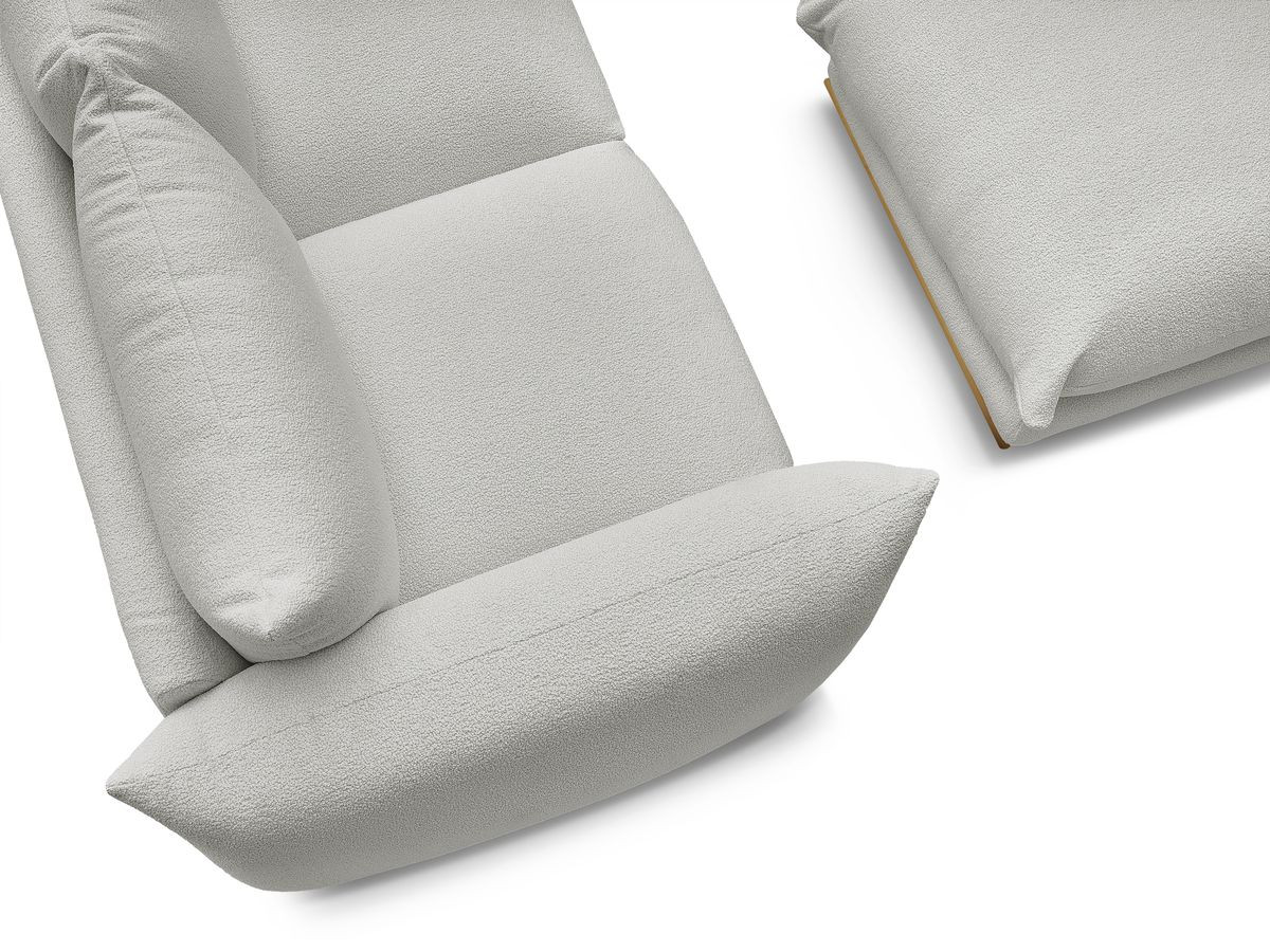 Bobochic Ernest Sofa 3-Sitzer mit Pouf 193 × 106 cm Bouclé-Stoff Hellgrau