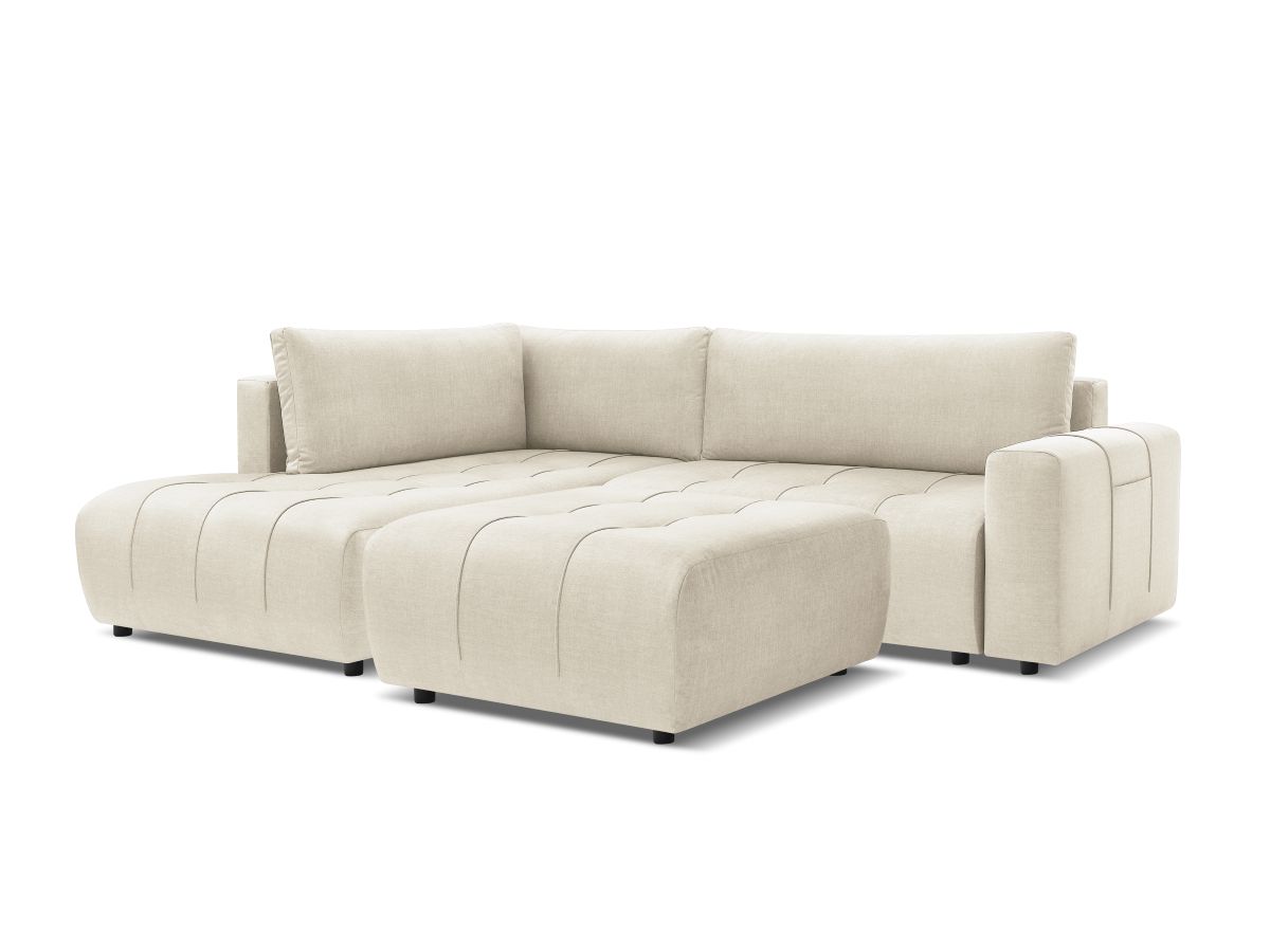 Bobochic Arsene Ecksofa mit Schlaffunktion und Bettkasten und Pouf 277 × 200 cm
