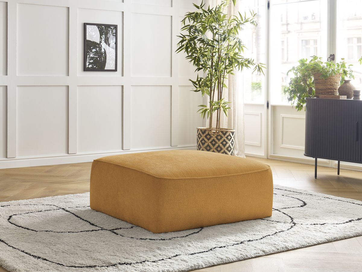 Bobochic Leopold Pouf Strukturstoff Gelb
