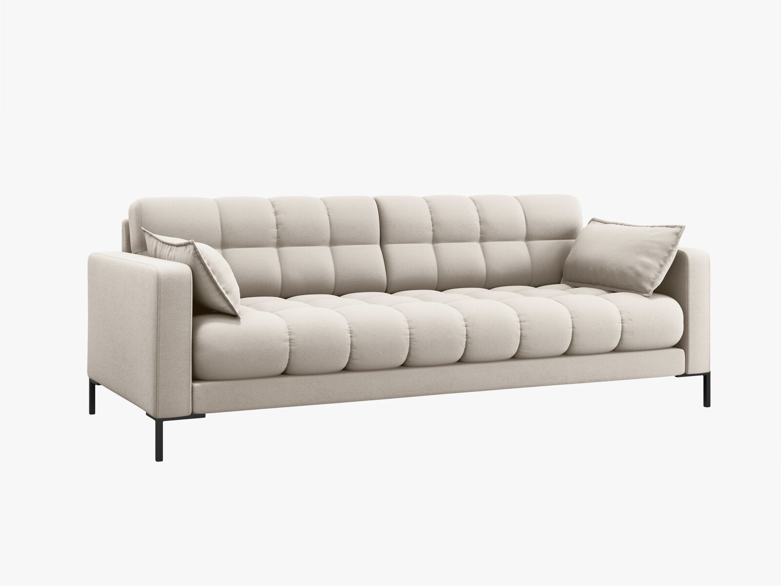 Micadoni Sofa Mamaia 4-Sitzer Strukturierter Stoff Neve Beige schwarze Beine