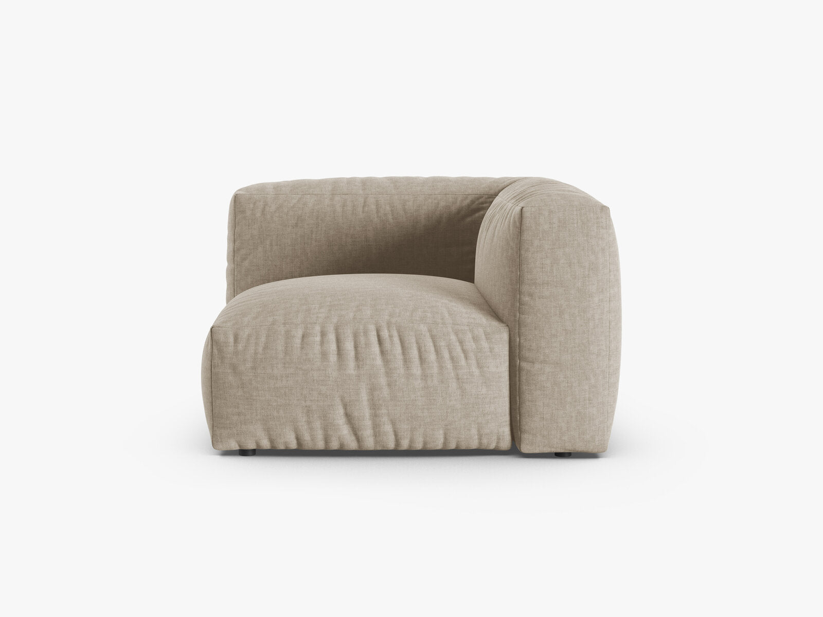 Micadoni symmetrisches Eckmodul Martina 1-Sitzer 90cm Sitztiefe Strukturierter Stoff Boston Helles Beige