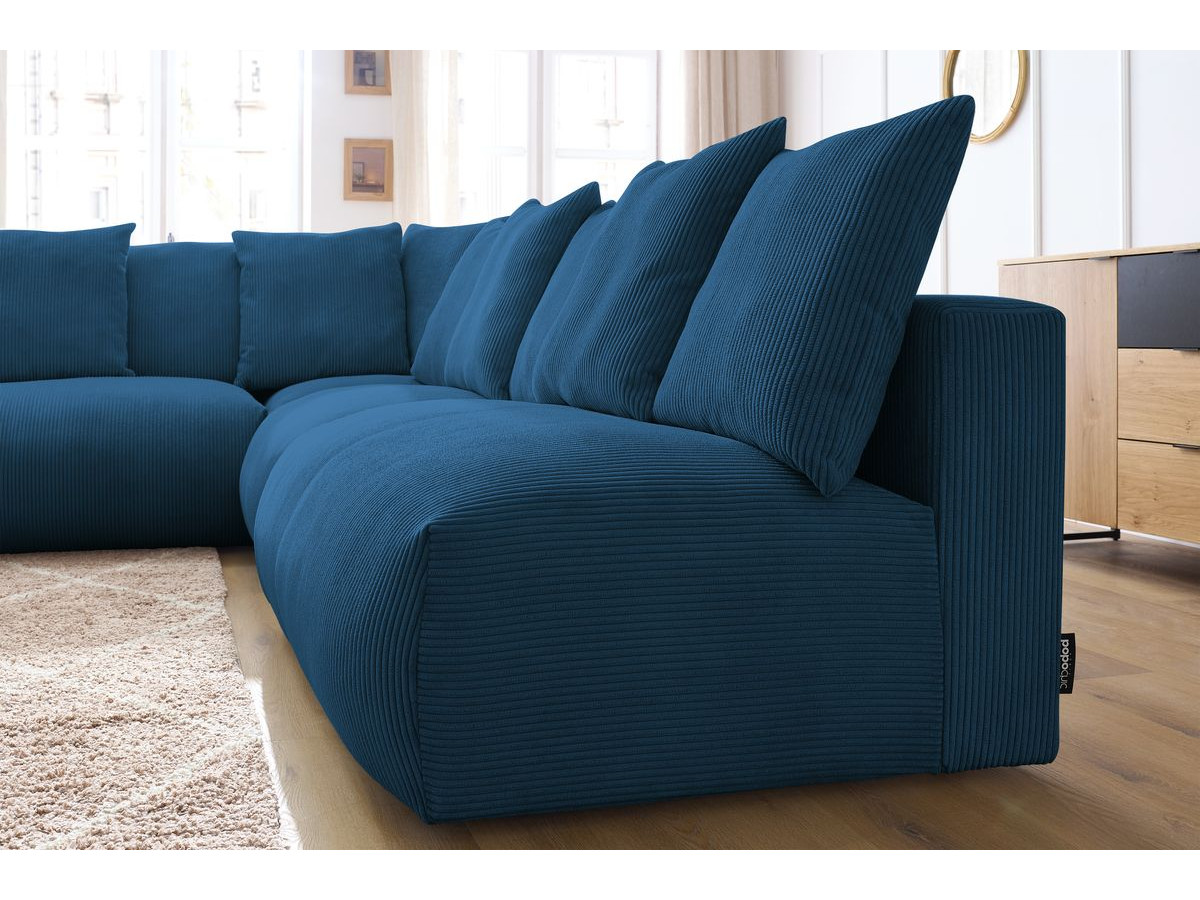 Bobochic Voltaire Ecksofa 322 × 268 cm Cordsamt Dunkelblau Ecke links