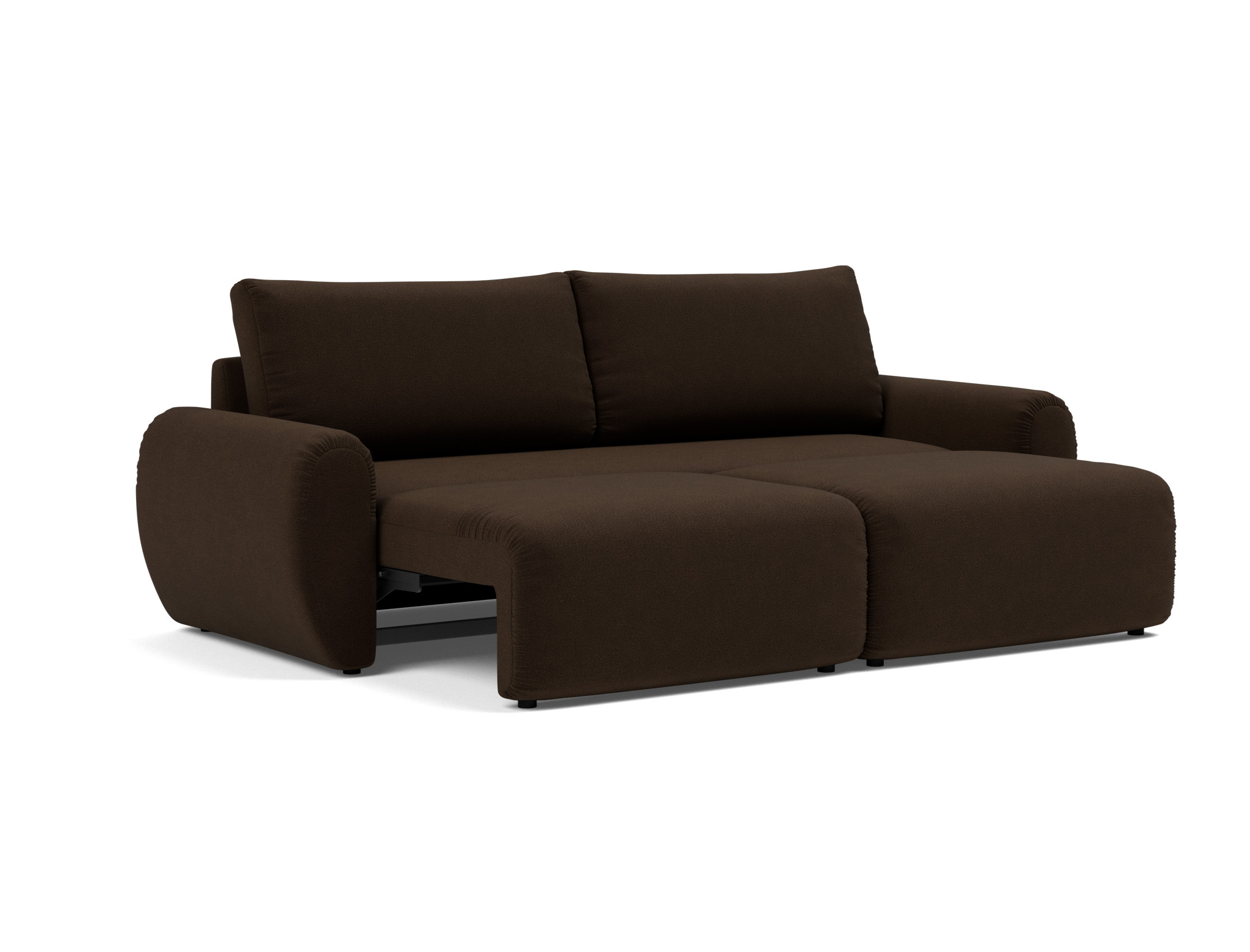 Schlafsofa Norum mit Curve-Armlehnen Strukturierter Stoff Taura 358-Chocco