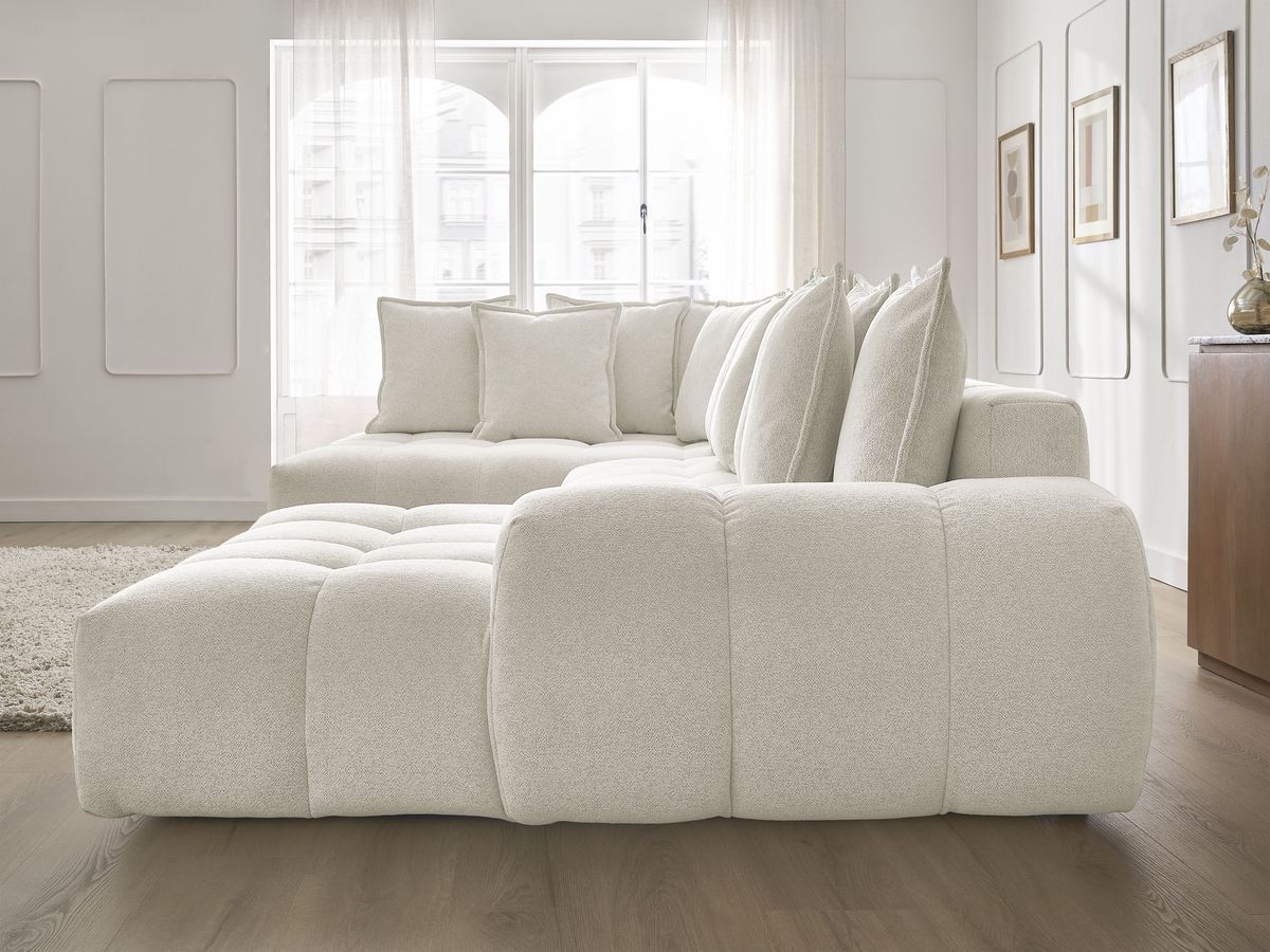 Bobochic Everest Wohnlandschaft, 14 Kissen Melange-Stoff Weiß Ecke rechts